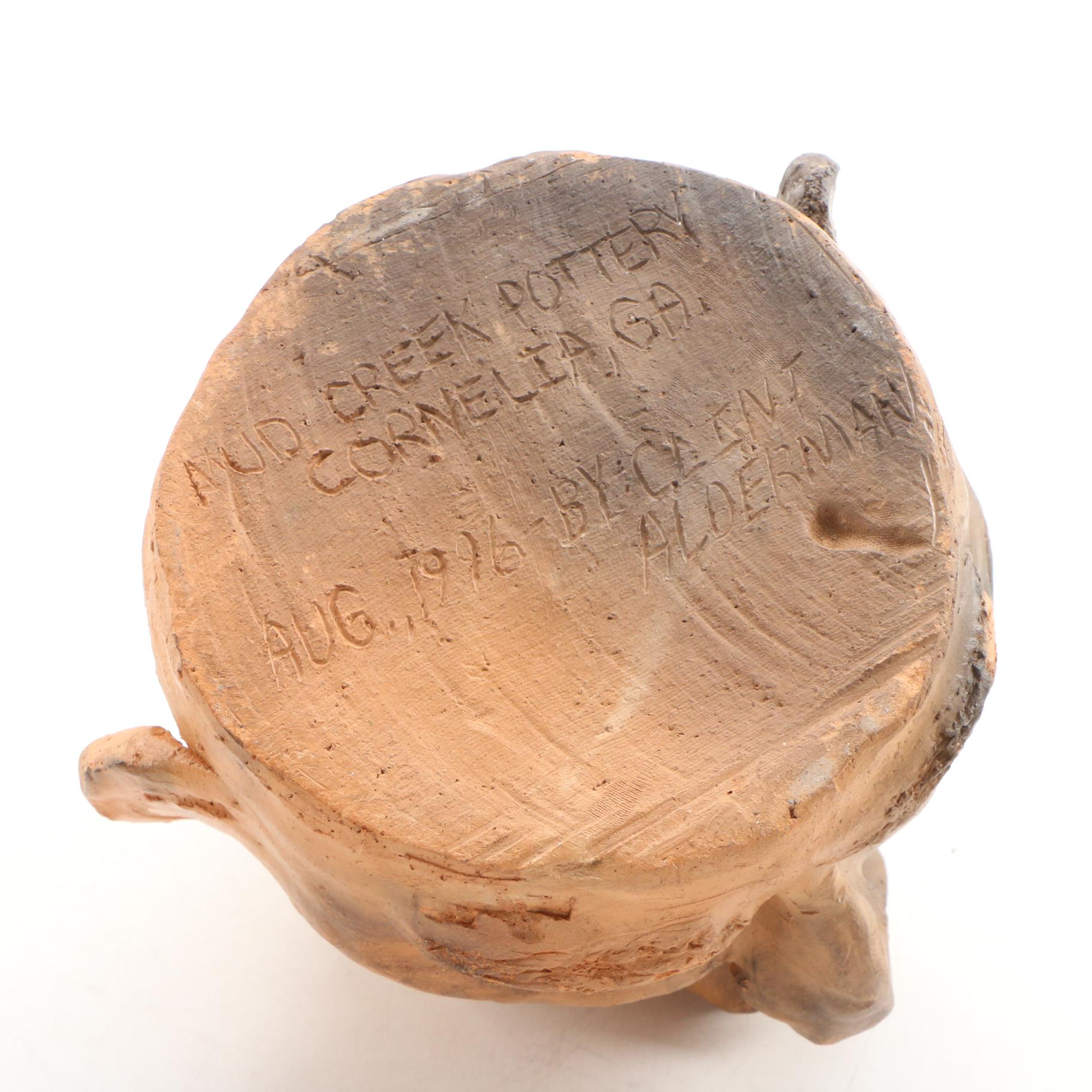 Clint Alderman Mud Creek Pottery Upside Down Face Jug