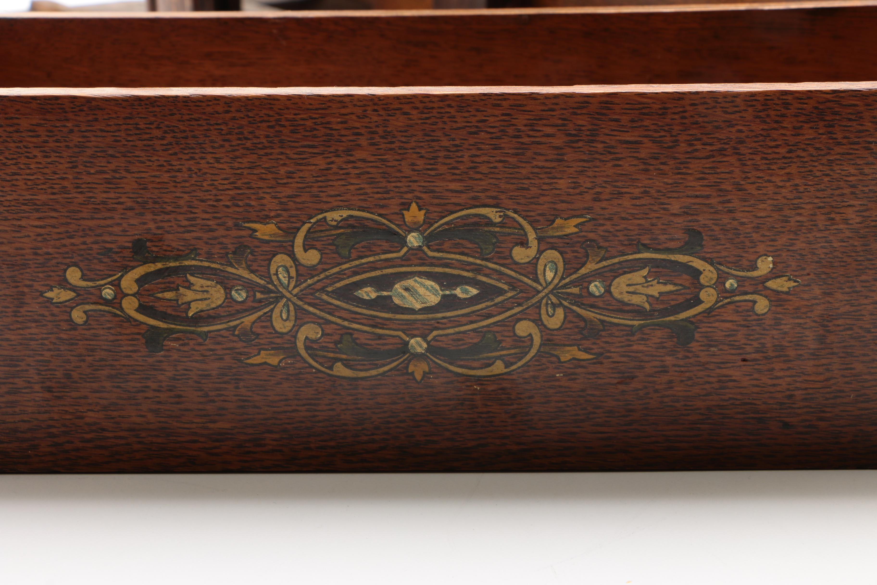 Four Drawer Oak Library or Sewing Table Cabinet, Early 1900s