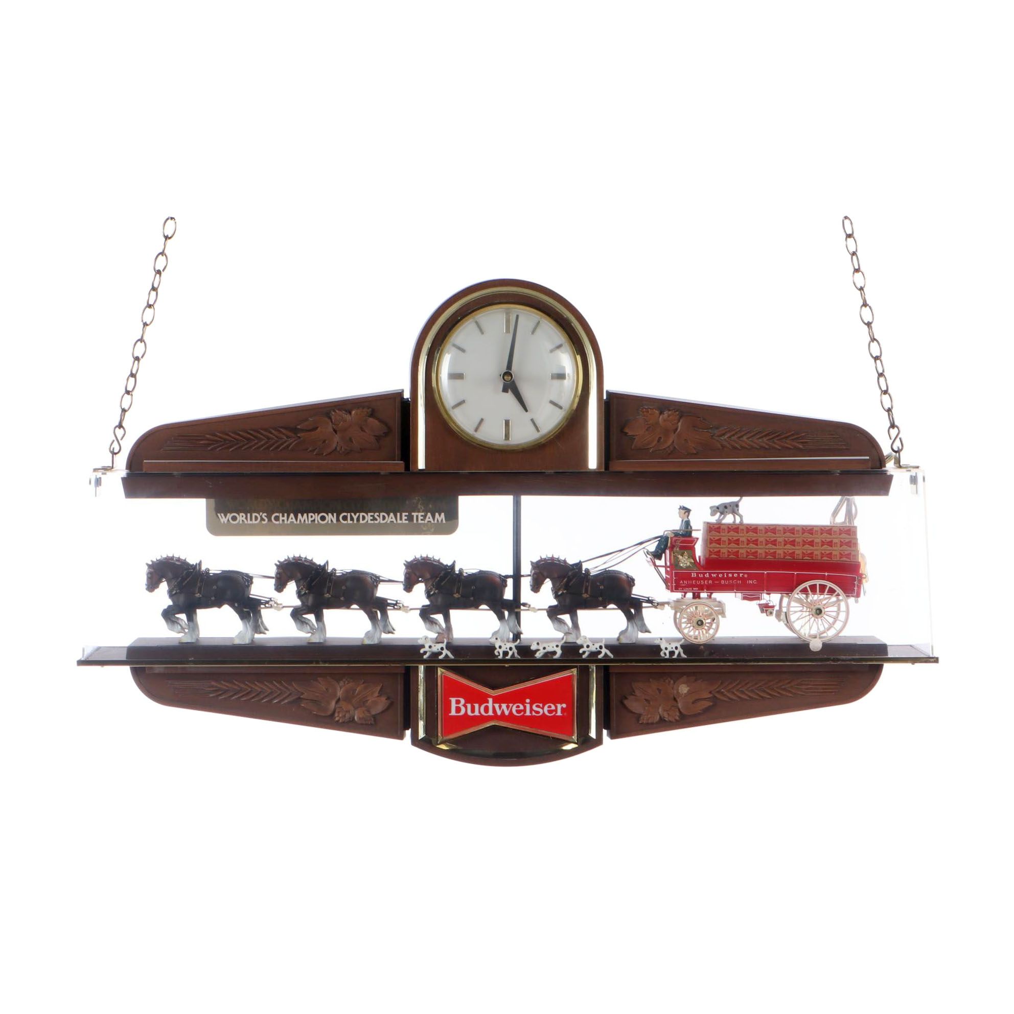 Budweiser Clydesdale Hanging Light-Up Sign With Clock