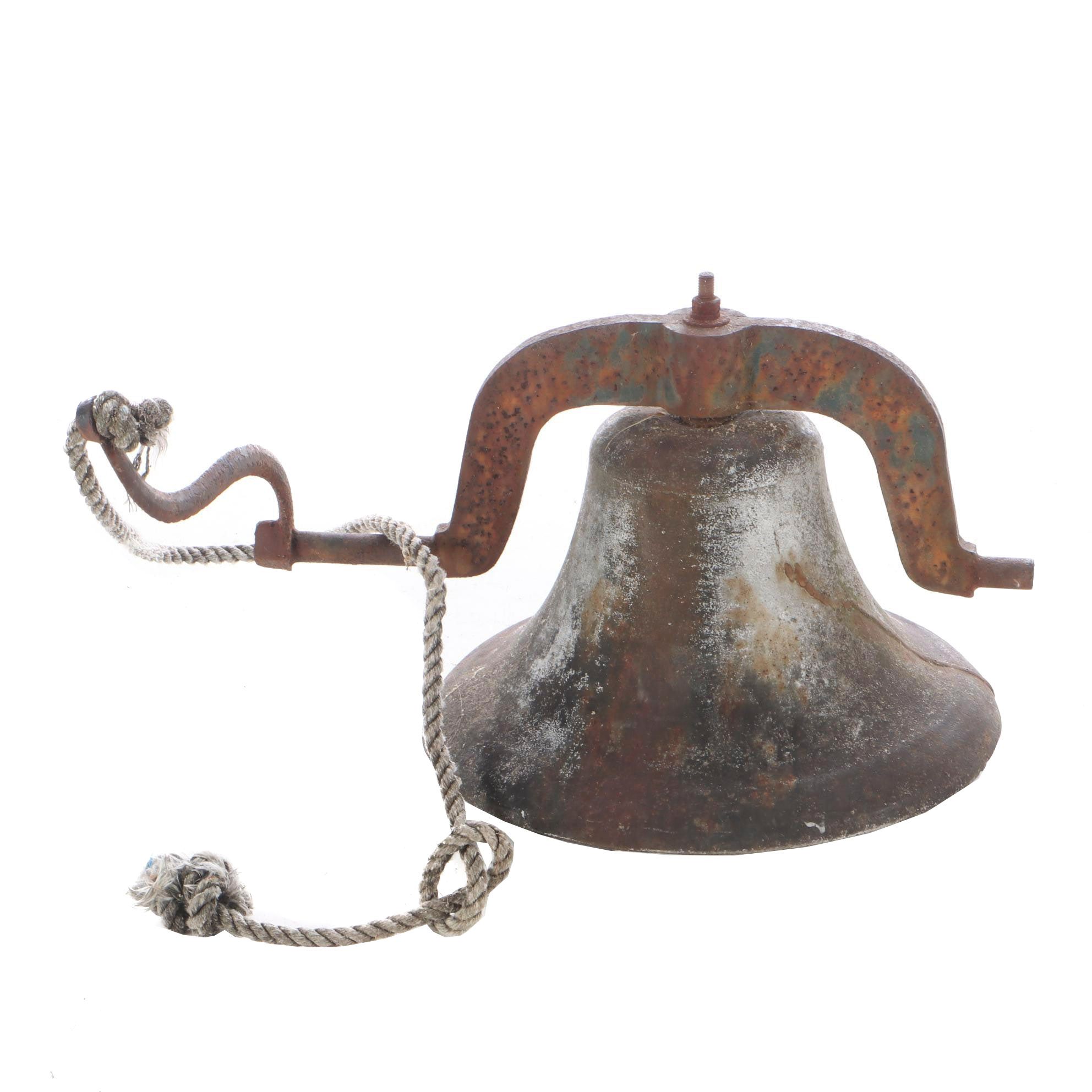 Cast Iron Bell with Yoke and Clapper, circa 1900s