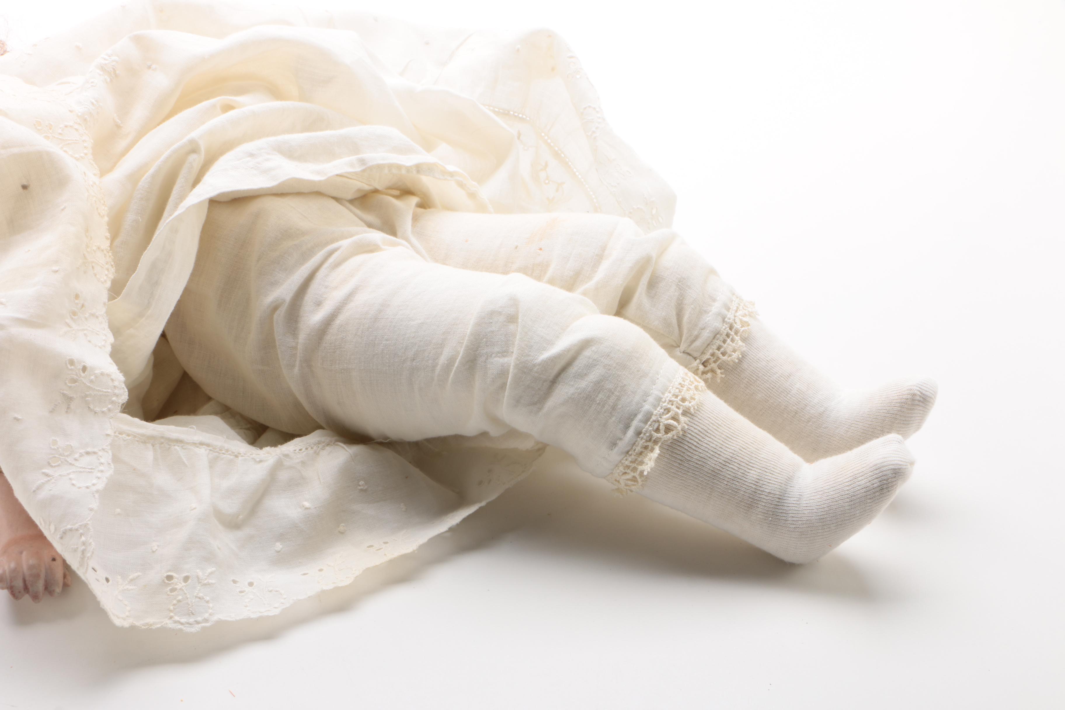 21" JDK Kestner  Bisque Shoulder Head Doll With Kid Leather Body, Antique