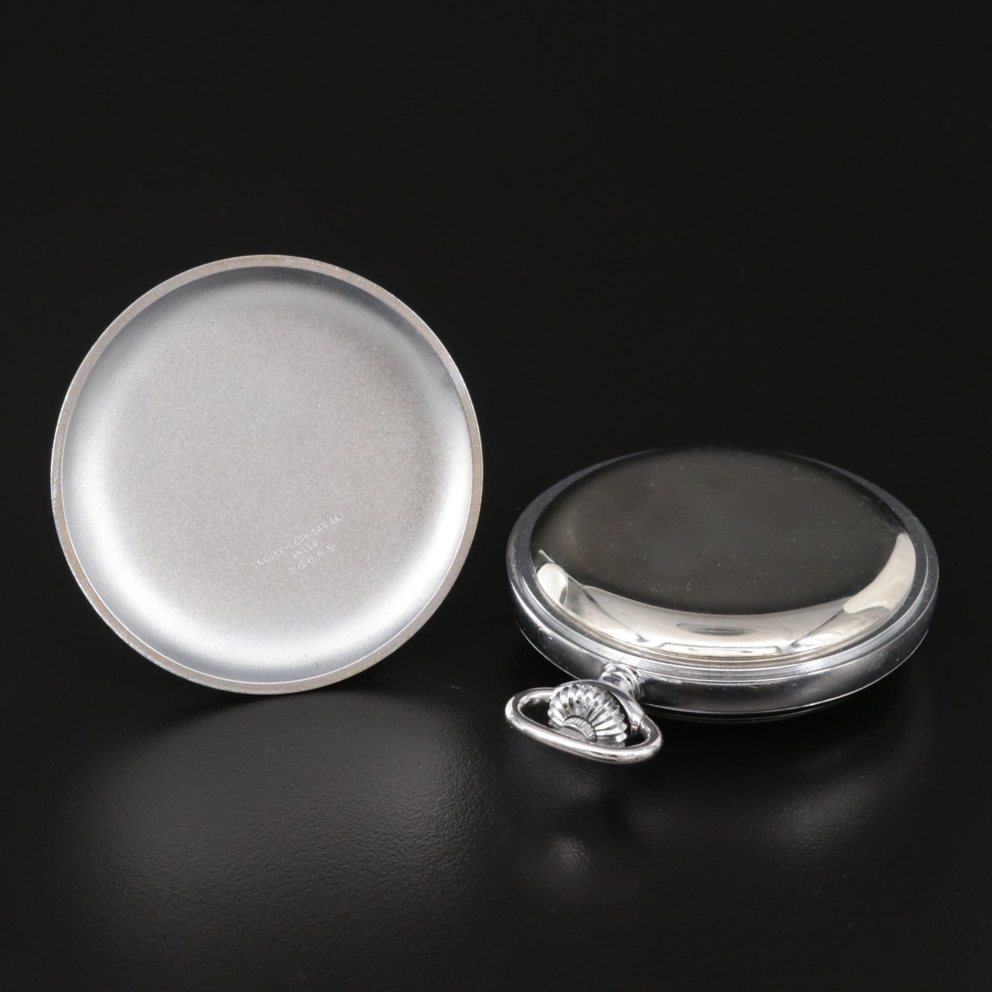 Heuer Open Face Chronograph Pocket Watch, Vintage