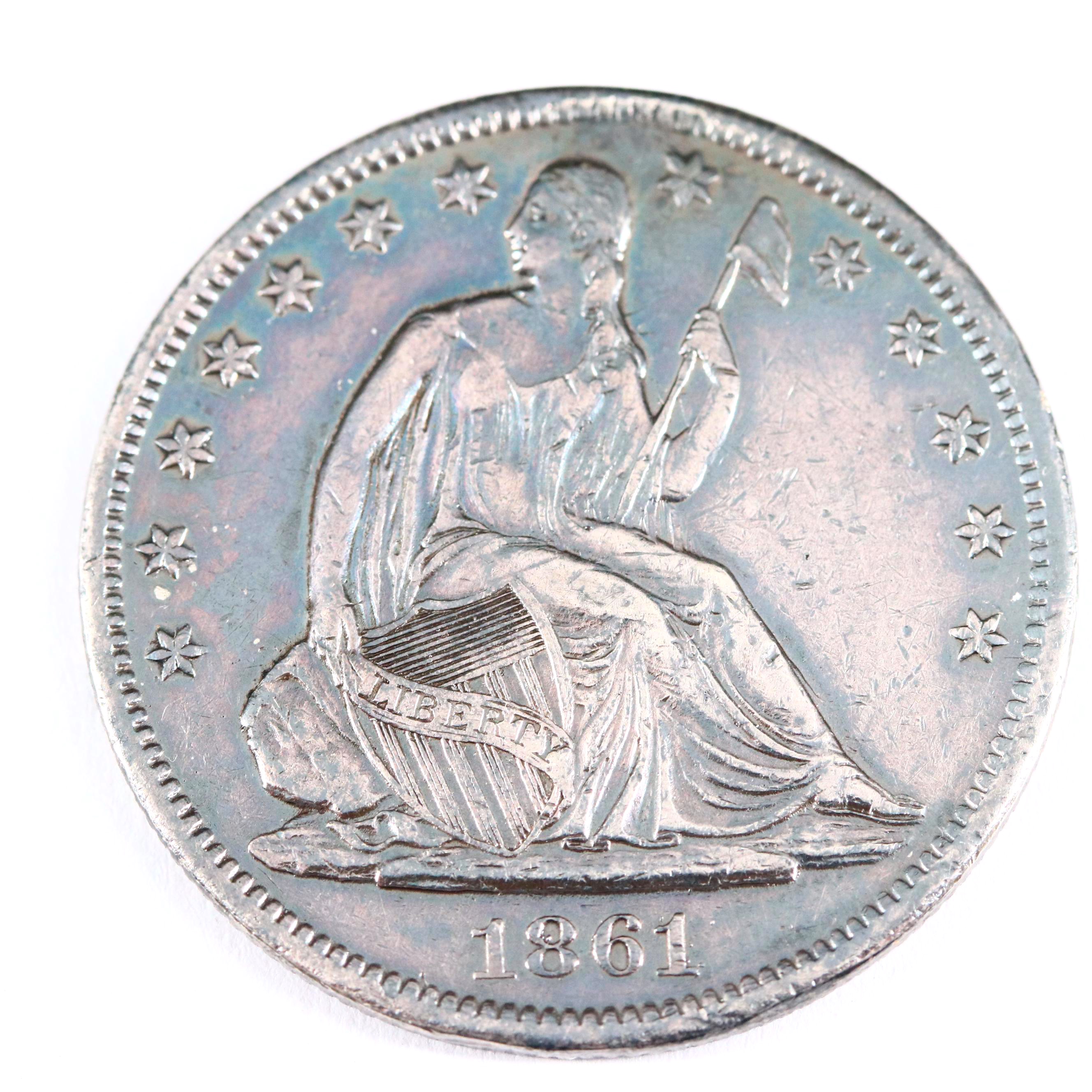 1861-S Seated Liberty Silver Half Dollar