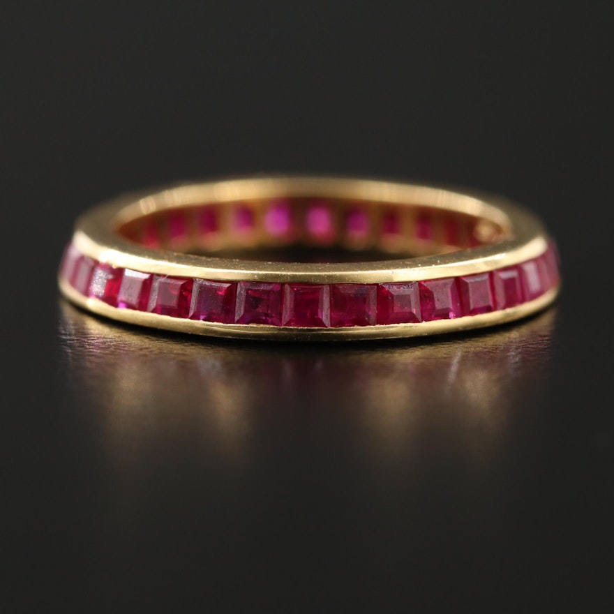 18K Yellow Gold Ruby Eternity Band