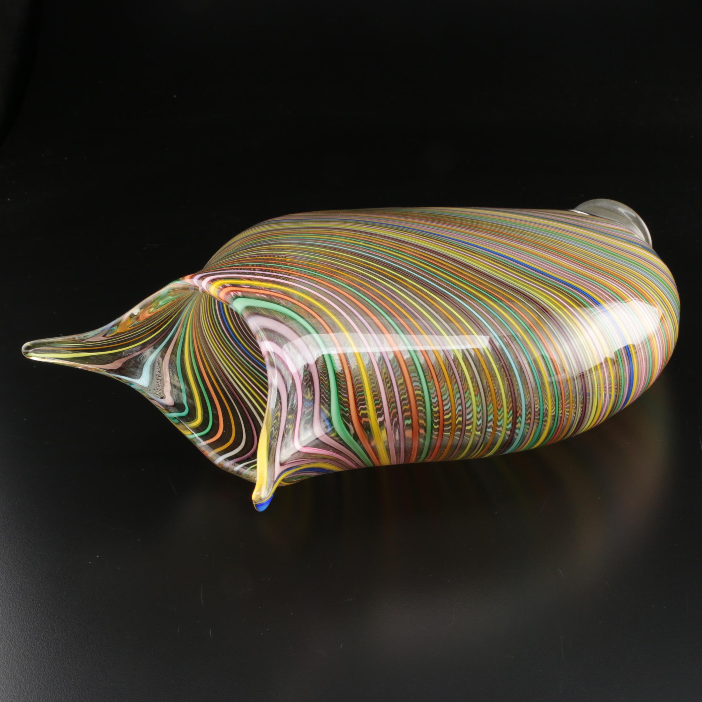 David Patchen Multicolored "Foglio" Handblown Art Glass Vase
