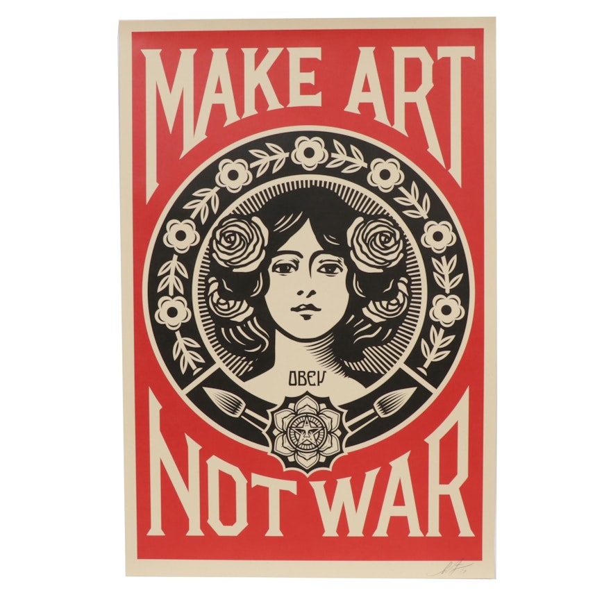 Shepard Fairey Offset Poster "Make Art Not War," 2019