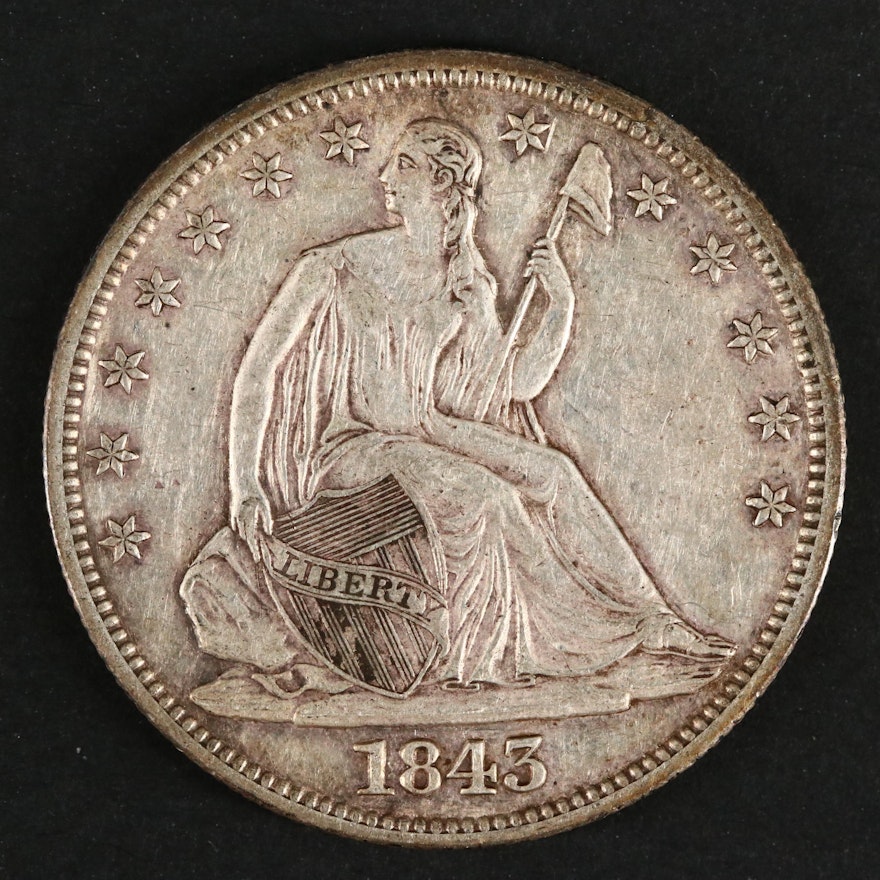 1843 Seated Liberty Silver Half Dollar