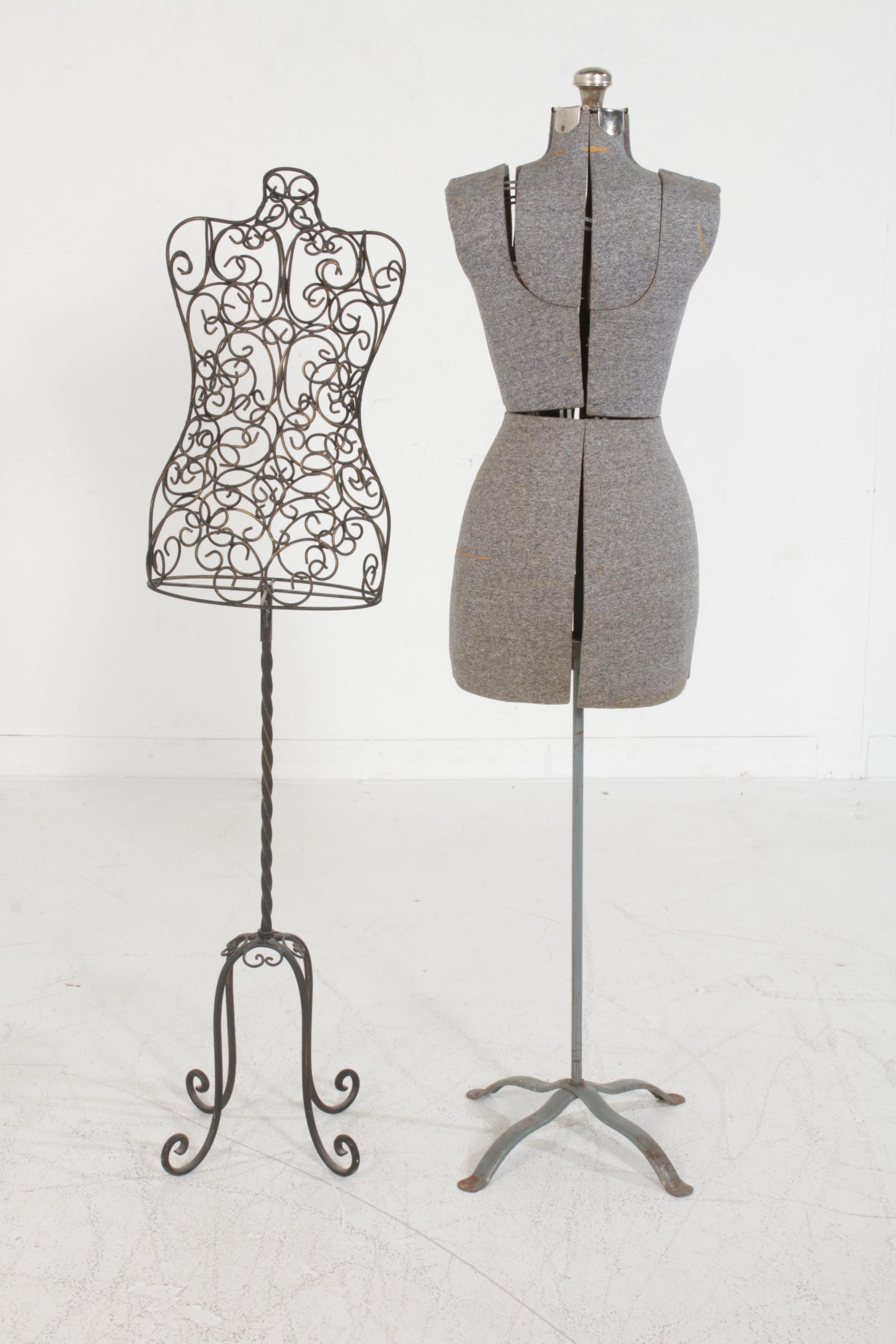 Acme Adjustable "Size A" and Stylized Metal Dress Forms