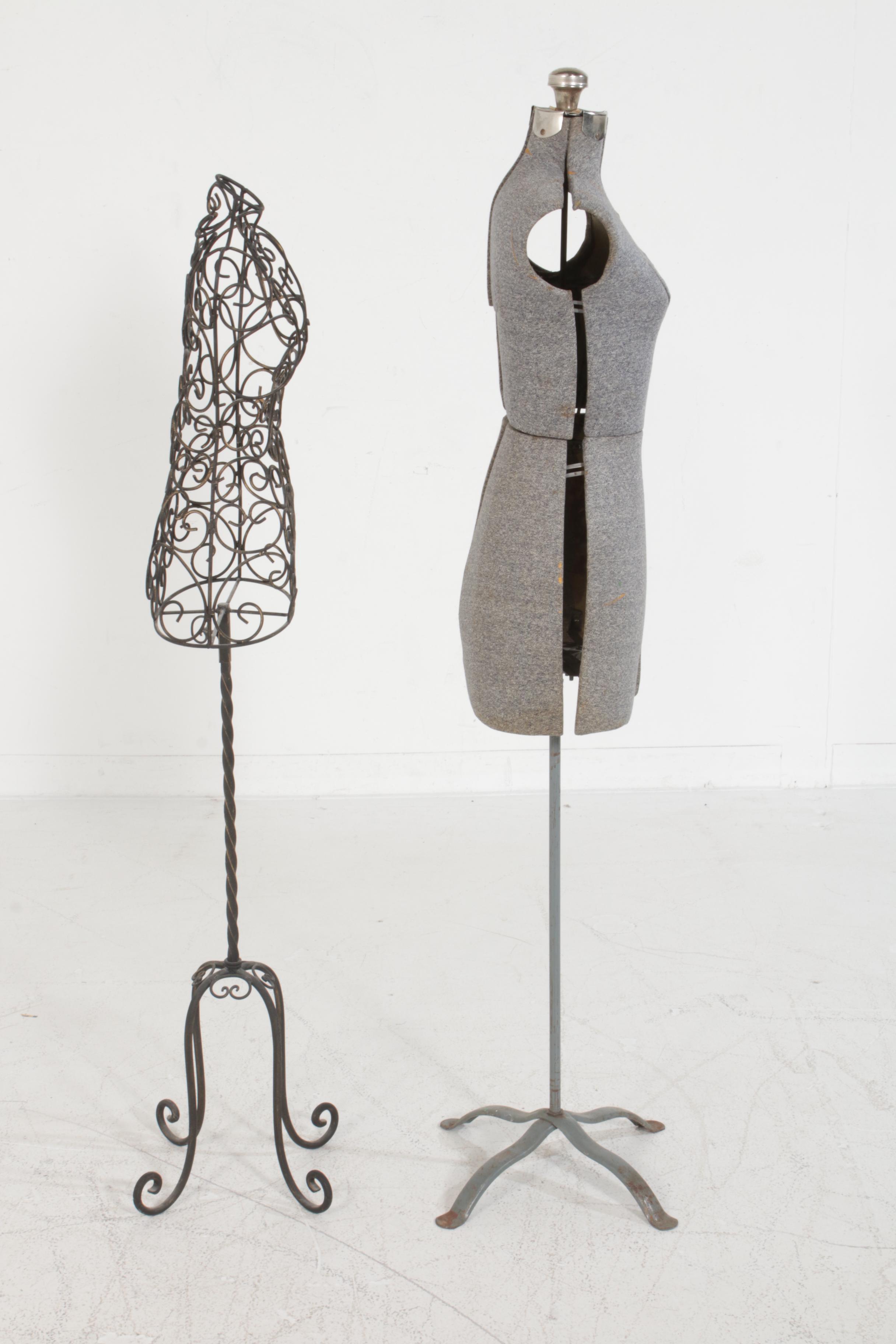 Acme Adjustable "Size A" and Stylized Metal Dress Forms