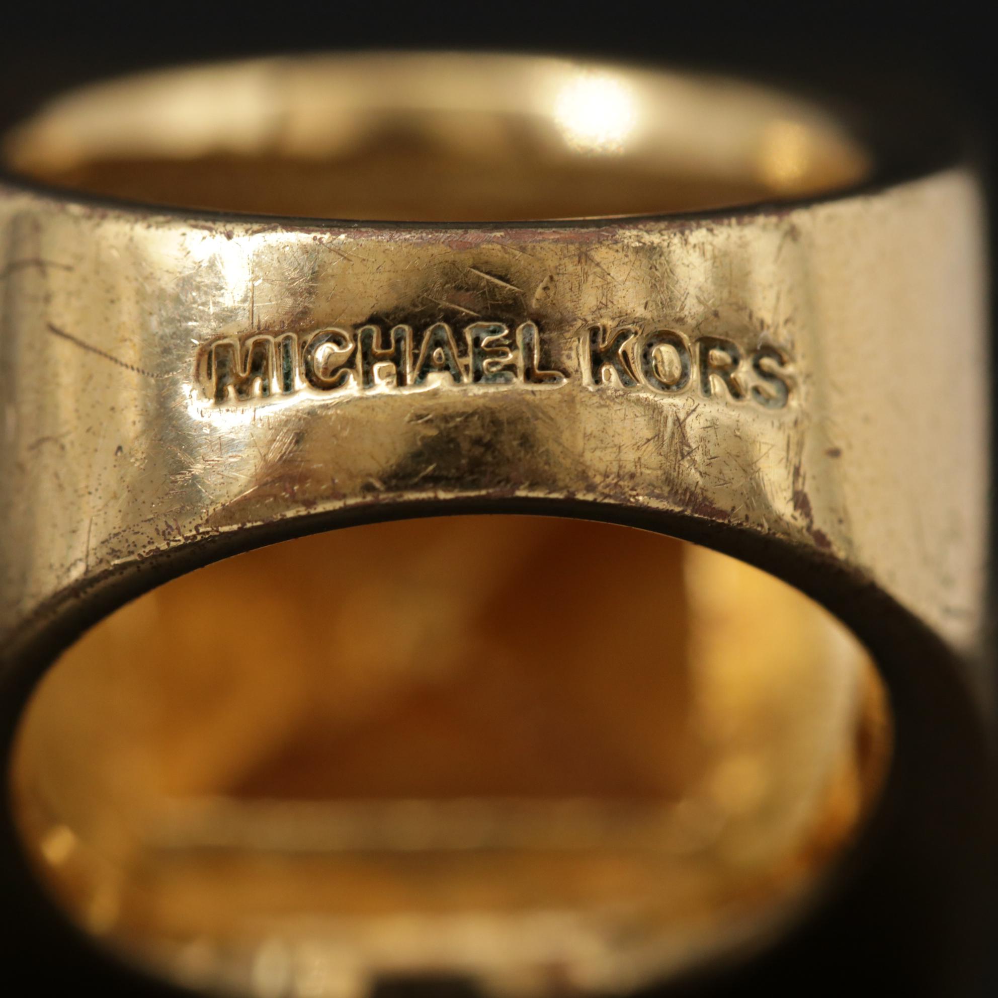 Michael Kors Rhinestone Pyramid Dome Ring