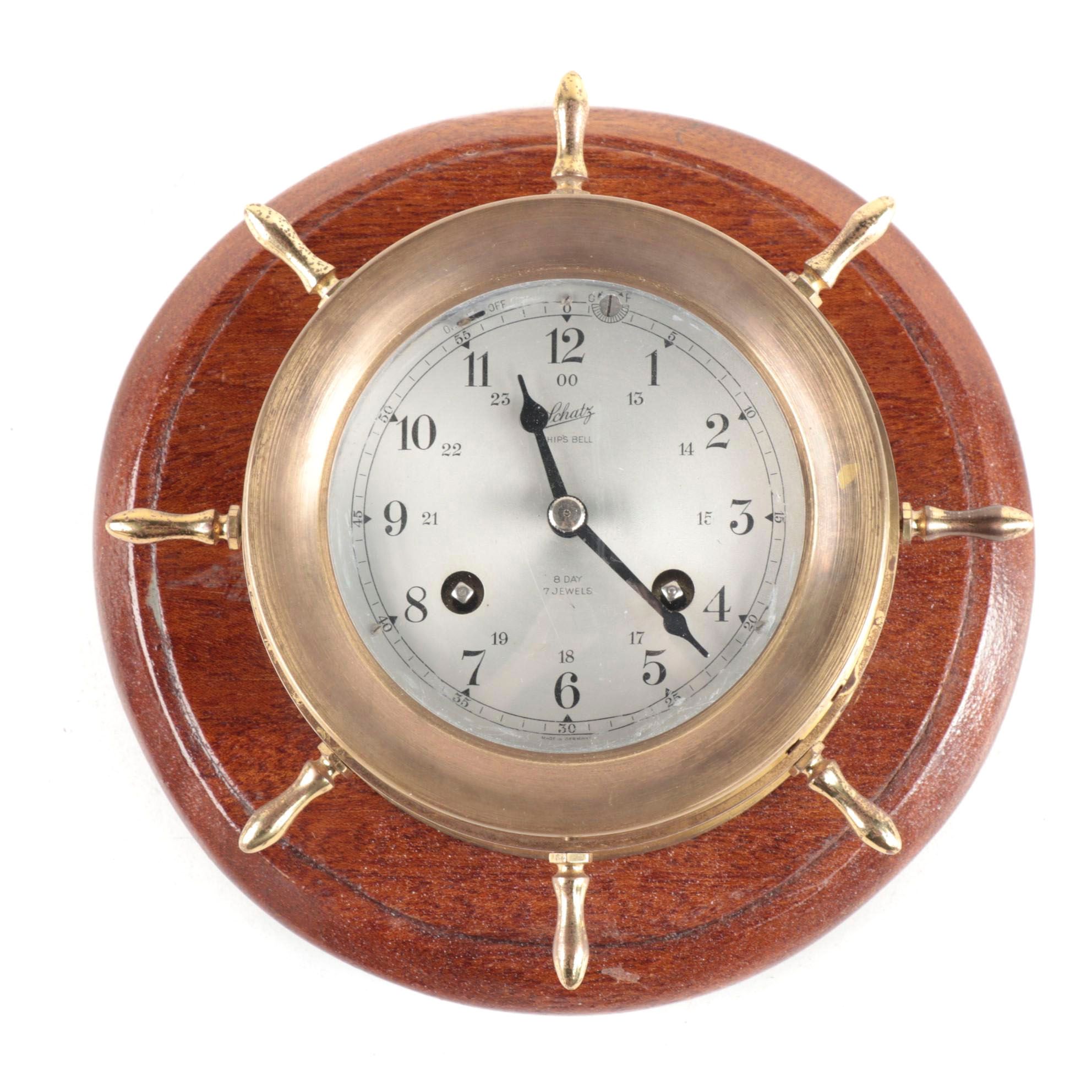 Schatz Brass Ship's Bell 8 Day Clock EBTH