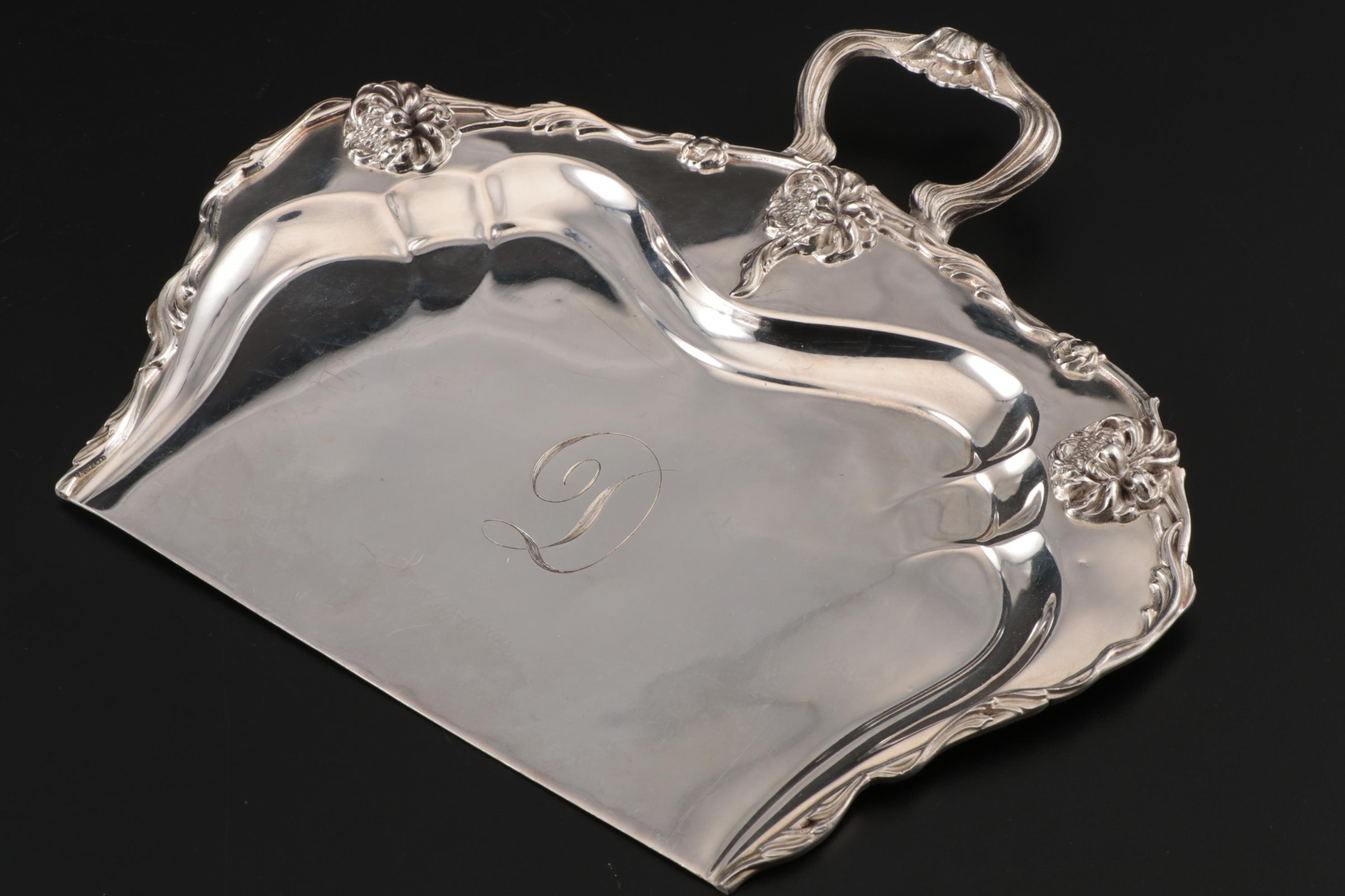 Eureka Silver Co. Art Nouveau Quadruple Plate Silent Butler, Mid-20th Century