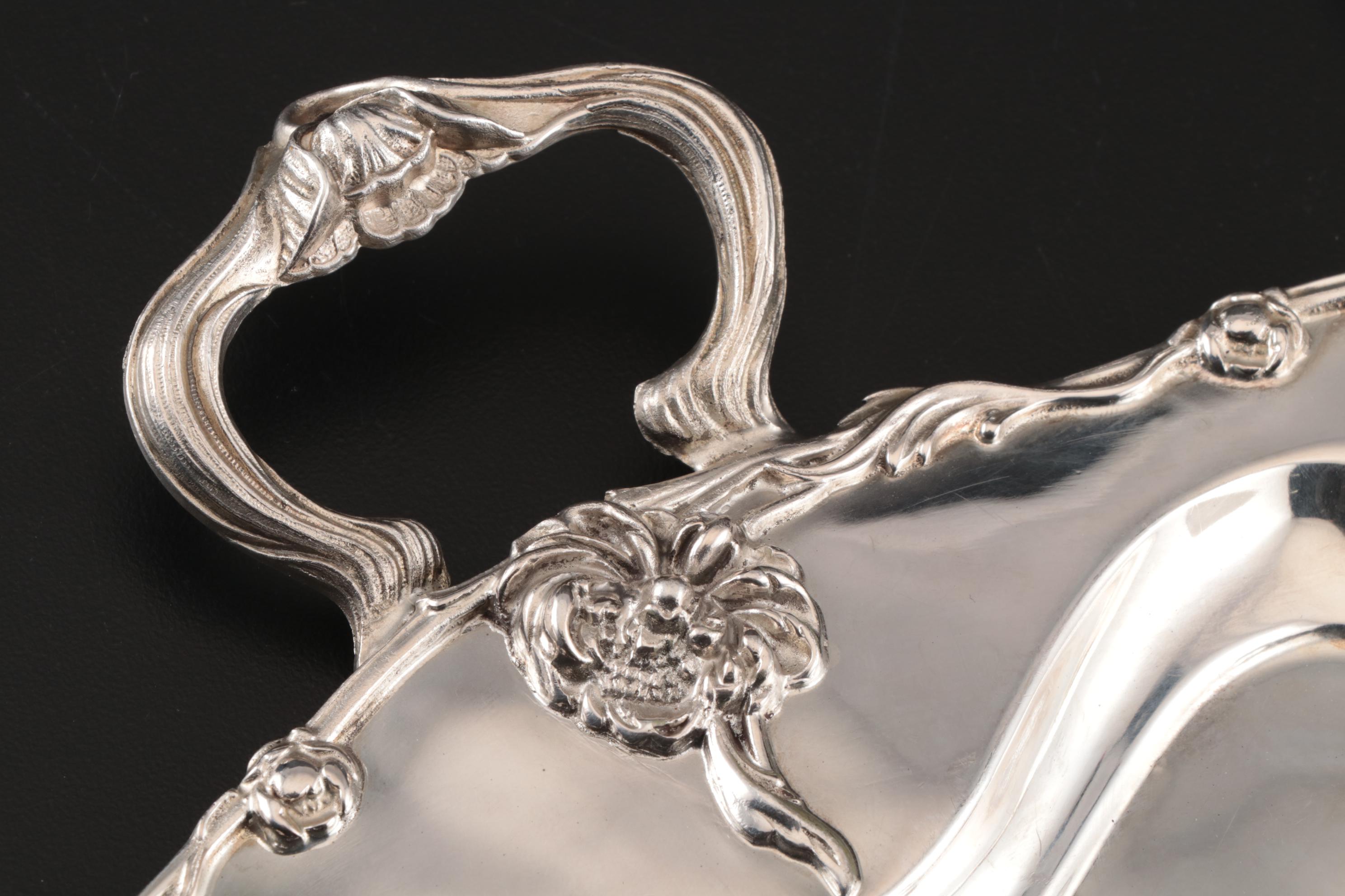 Eureka Silver Co. Art Nouveau Quadruple Plate Silent Butler, Mid-20th Century