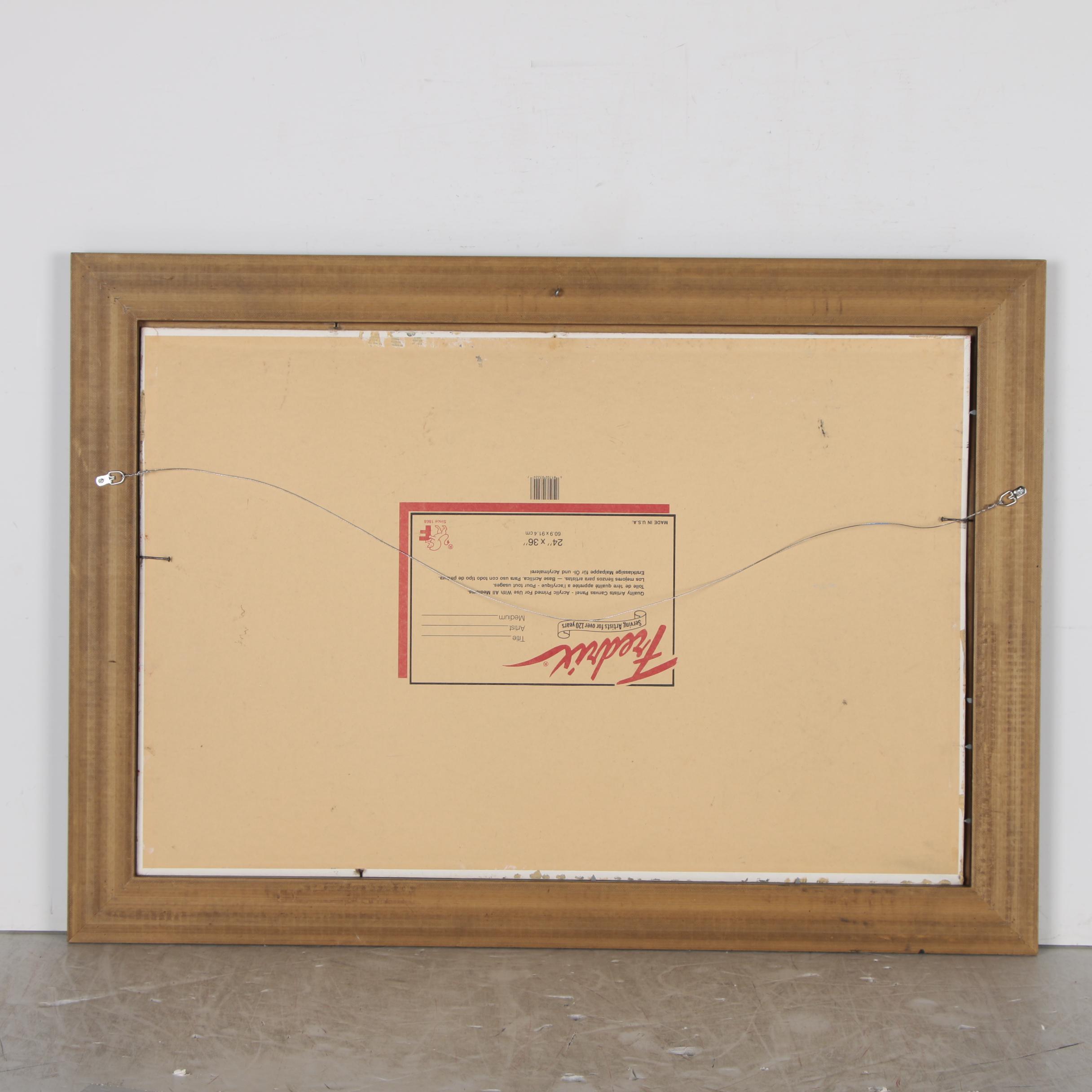 Realist Oil Painting of Fishing Boats in Harbor