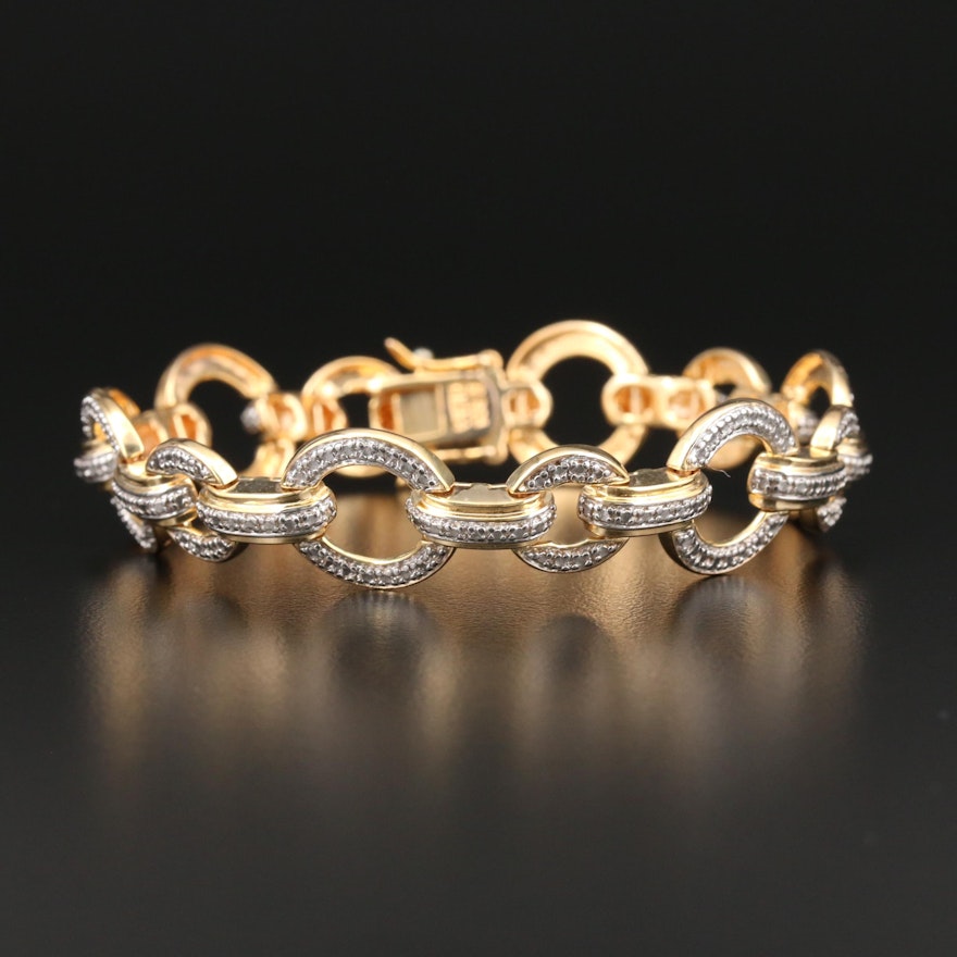 Sterling Silver Diamond Link Bracelet