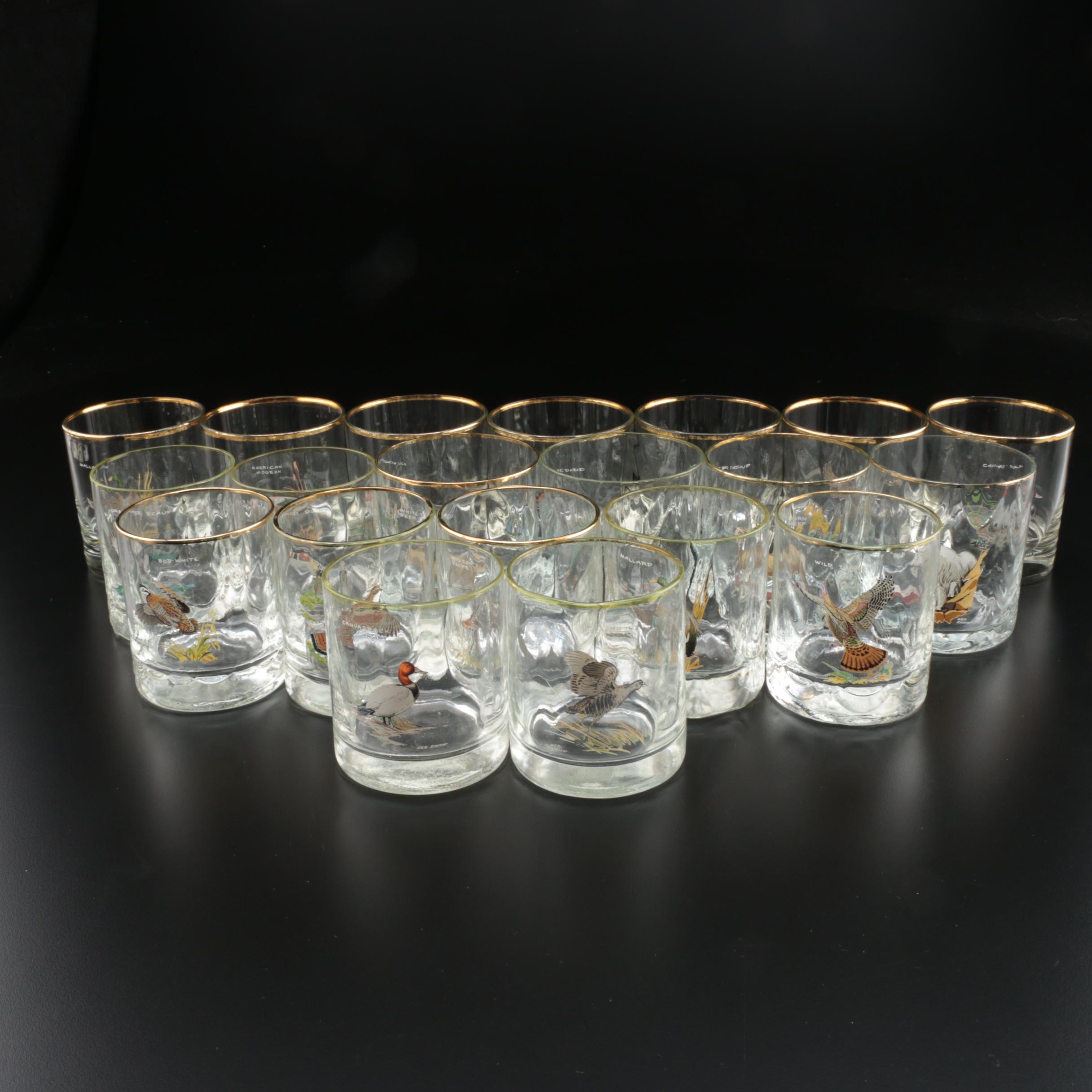 Ned Smith Duck Series Highball and Double Old Fashioned Drinking Glasses