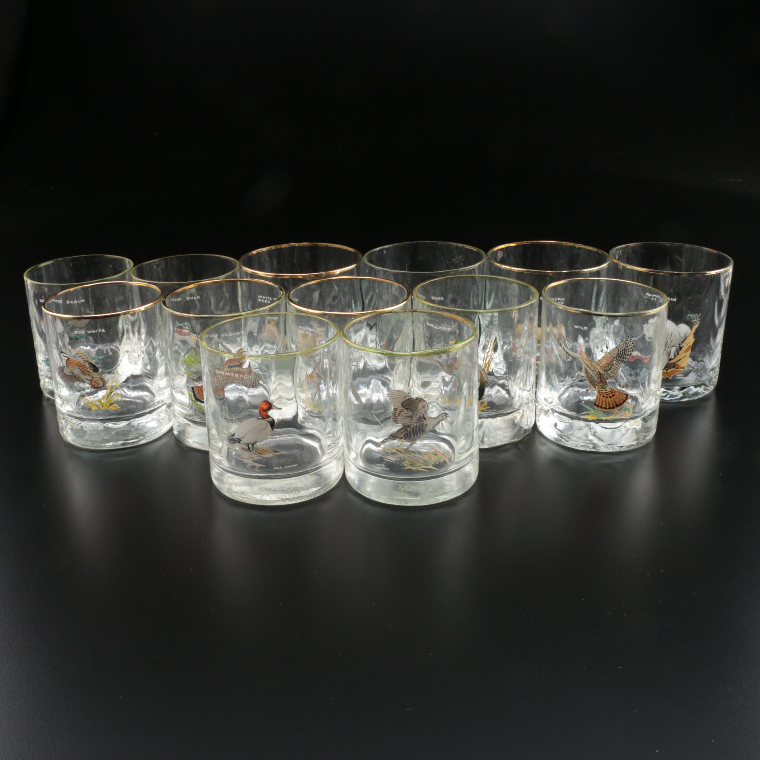 Ned Smith Duck Series Highball and Double Old Fashioned Drinking Glasses