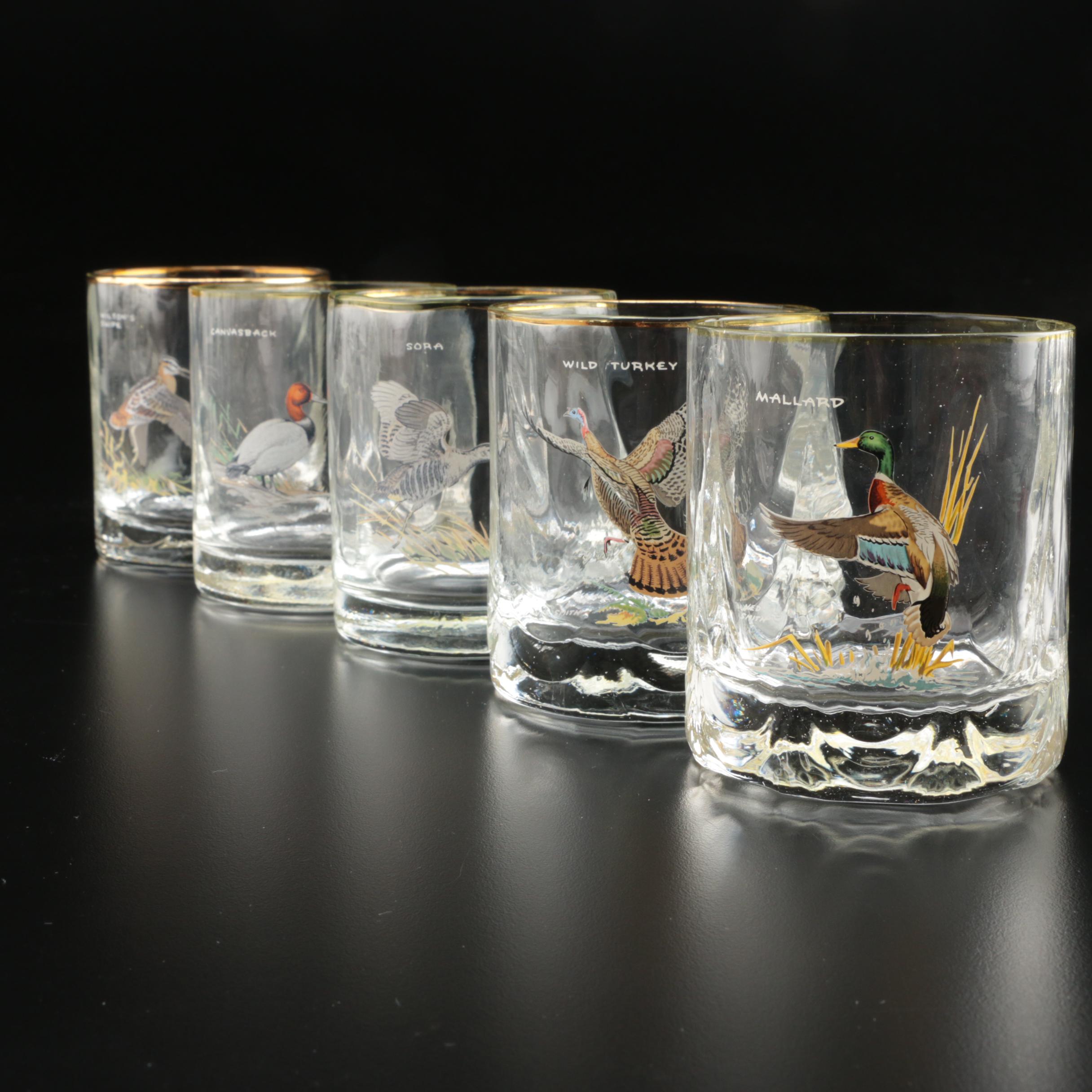 Ned Smith Duck Series Highball and Double Old Fashioned Drinking Glasses