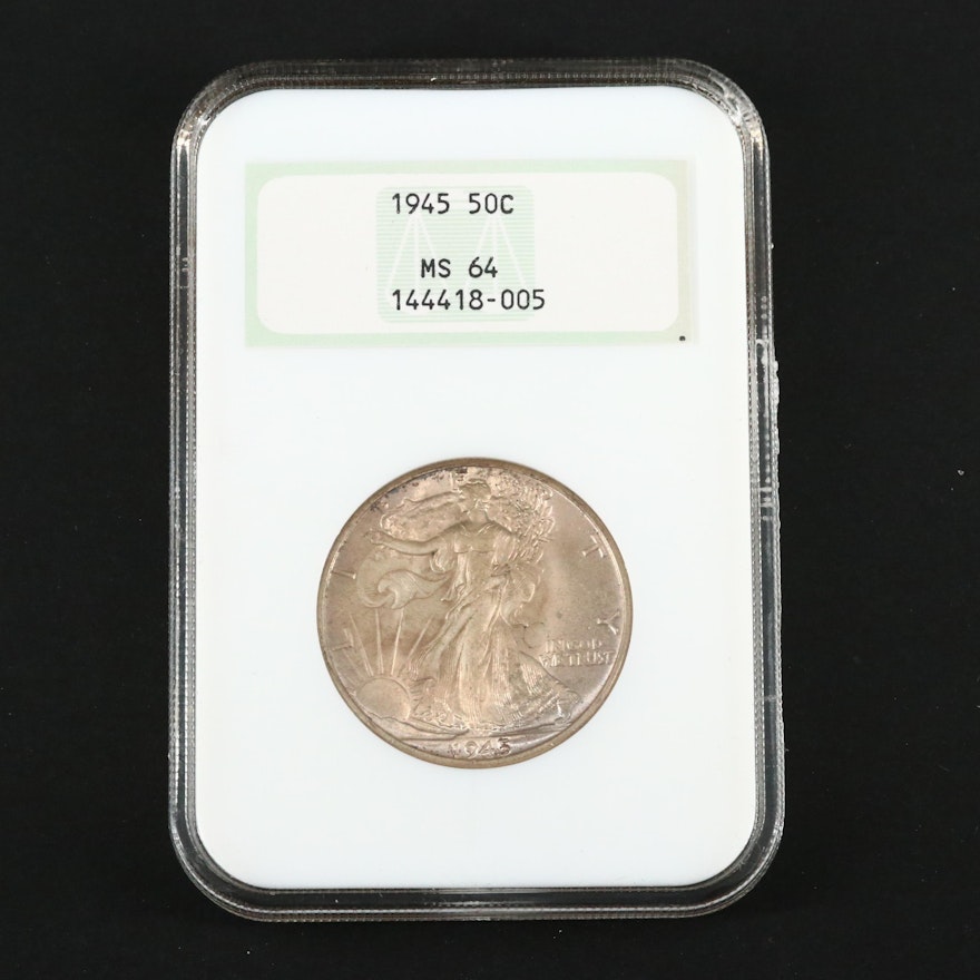 NGC Graded MS64 1945 Walking Liberty Silver Half Dollar