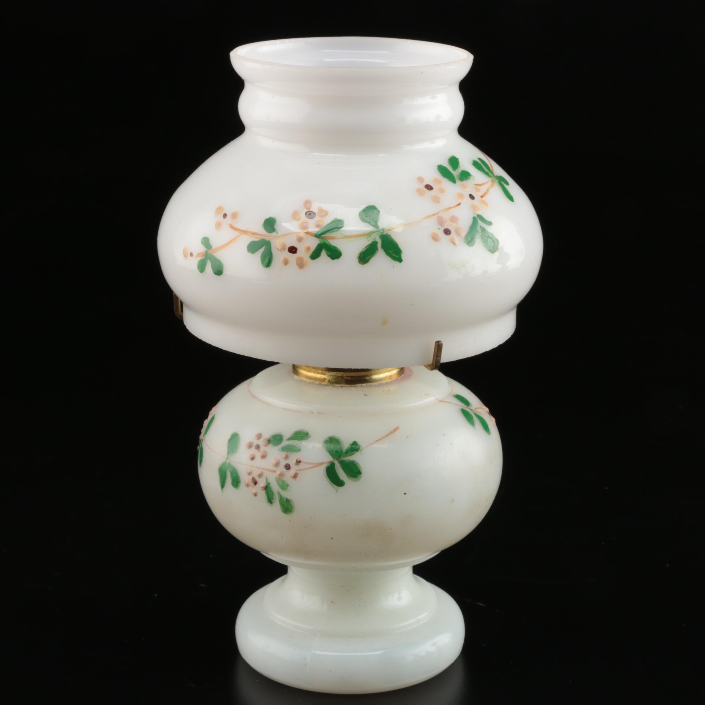 Painted, Metal and Colored Glass Oil Lamps