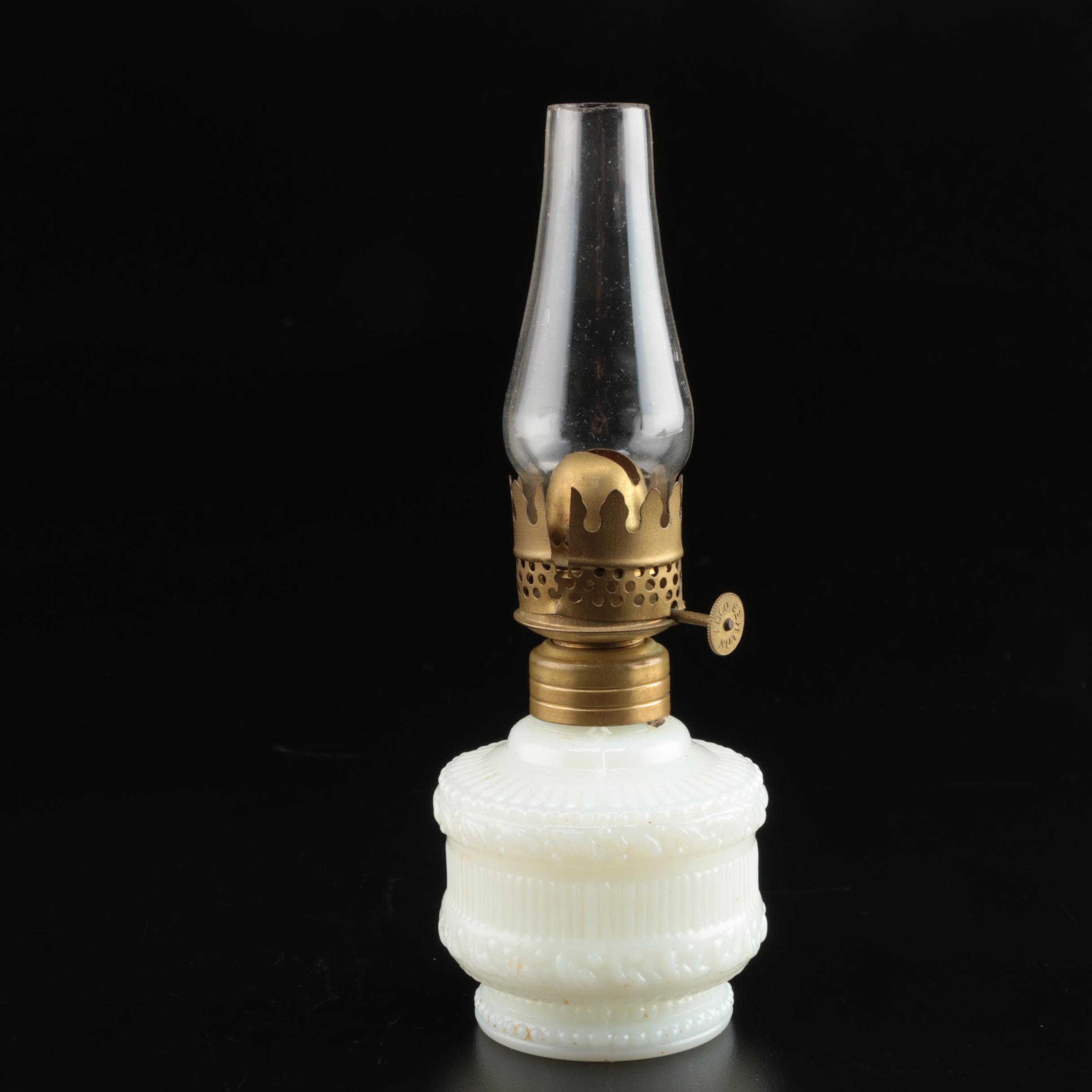 Painted, Metal and Colored Glass Oil Lamps