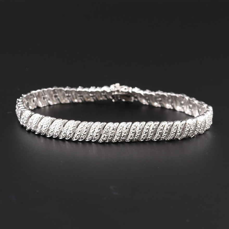 Sterling Silver Diamond Bracelet