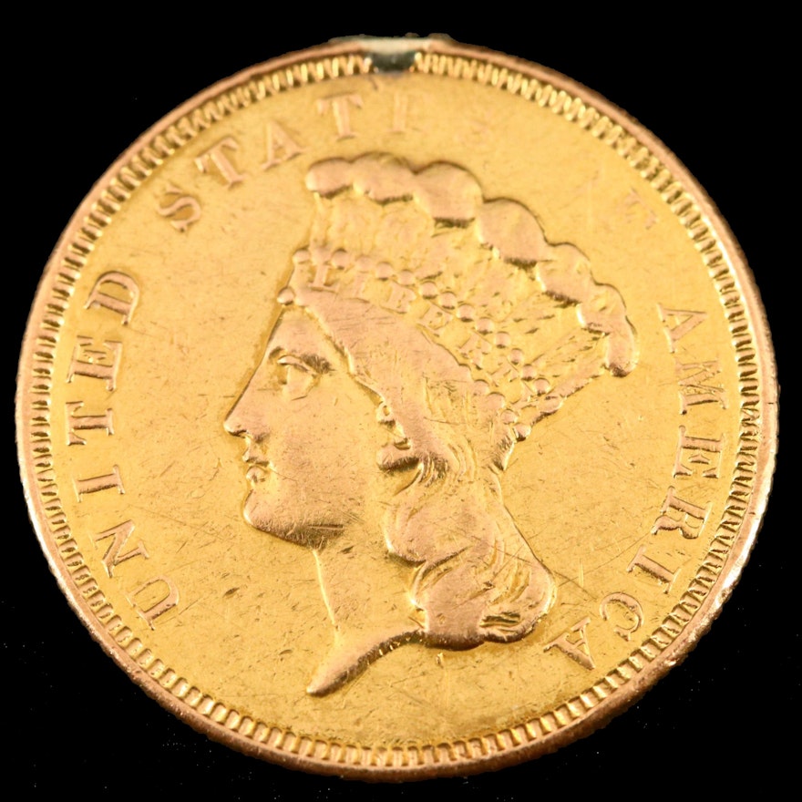 Key Date 1854-O Indian Princess Head $3 Gold Coin