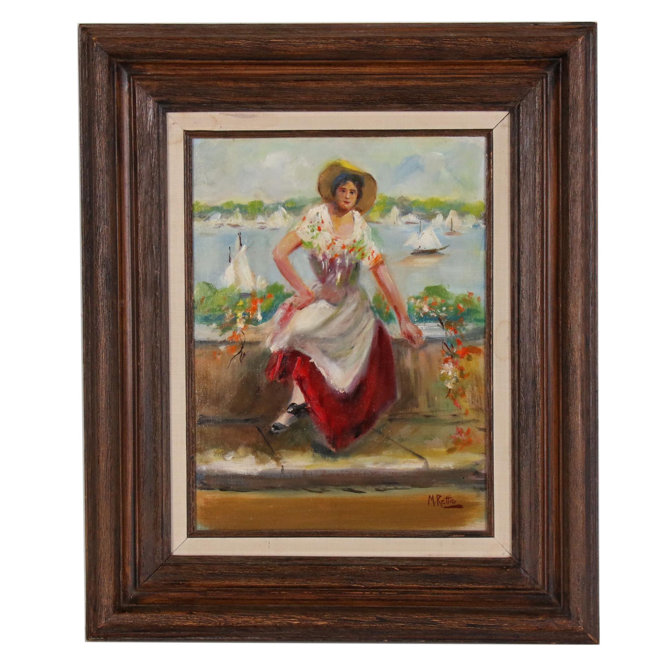 Martin Rettig Figural Oil Painting of Seated Woman