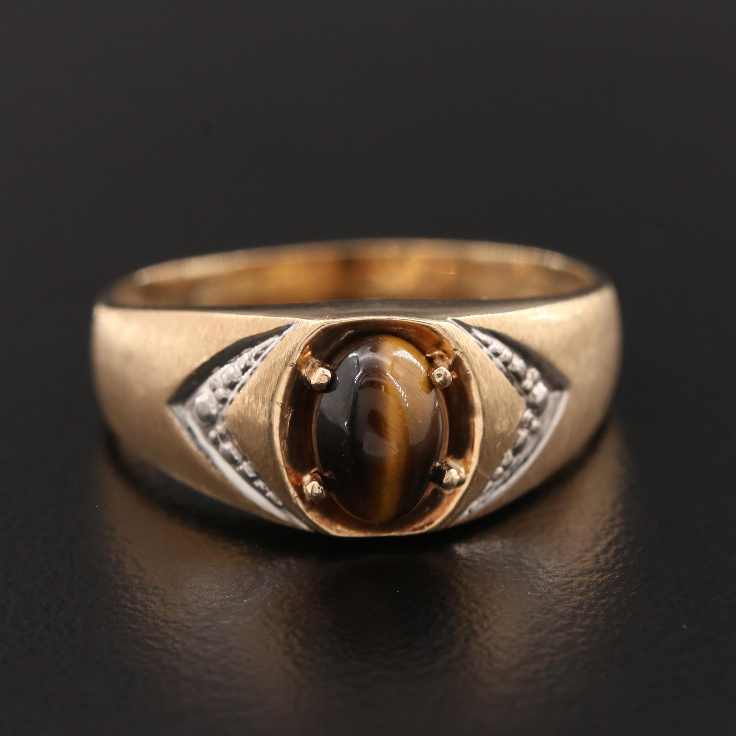 10K Yellow Gold Tiger's Eye Ring
