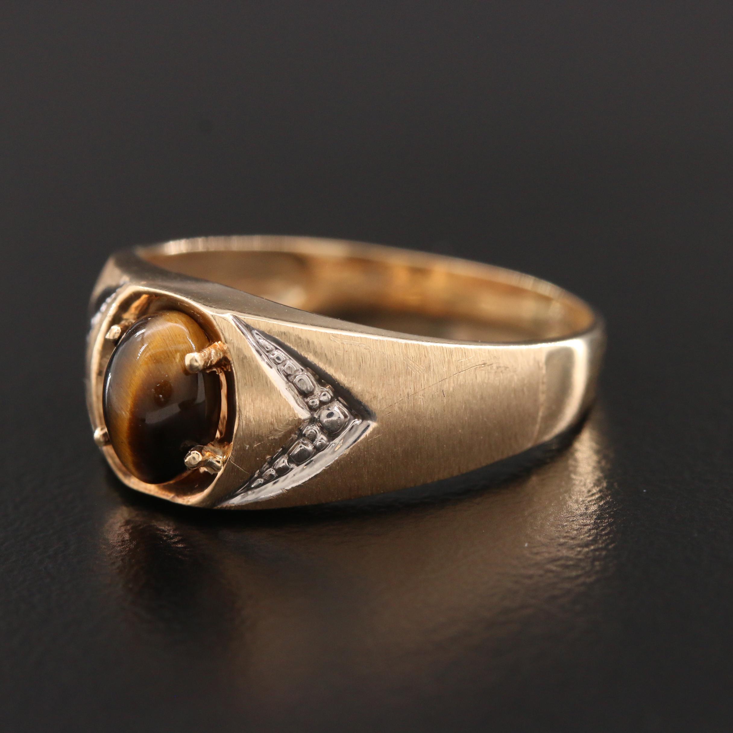 10K Yellow Gold Tiger's Eye Ring
