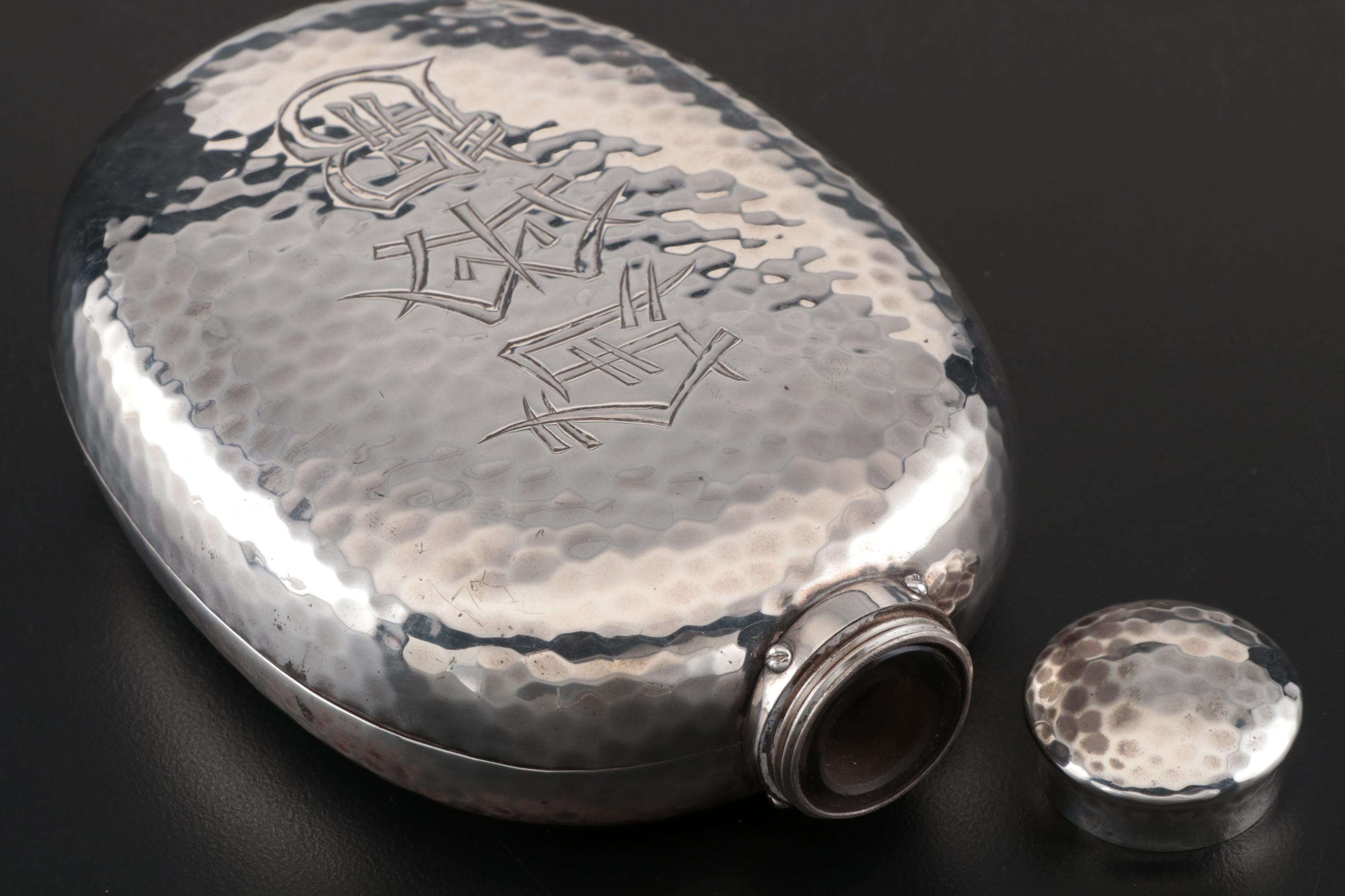 Tiffany & Co. Aesthetic Movement Sterling Over Glass Flask, 1877-1891