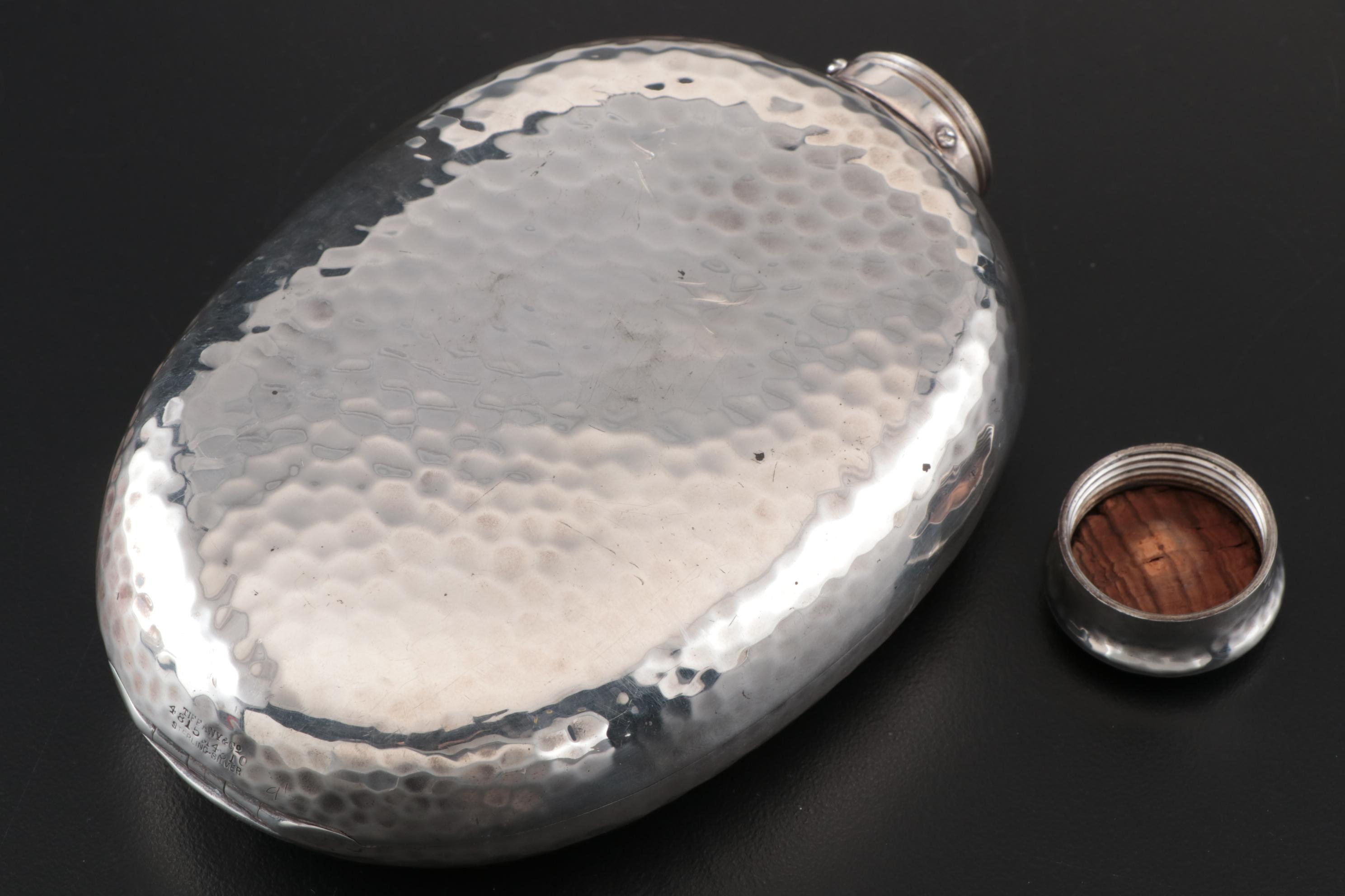 Tiffany & Co. Aesthetic Movement Sterling Over Glass Flask, 1877-1891