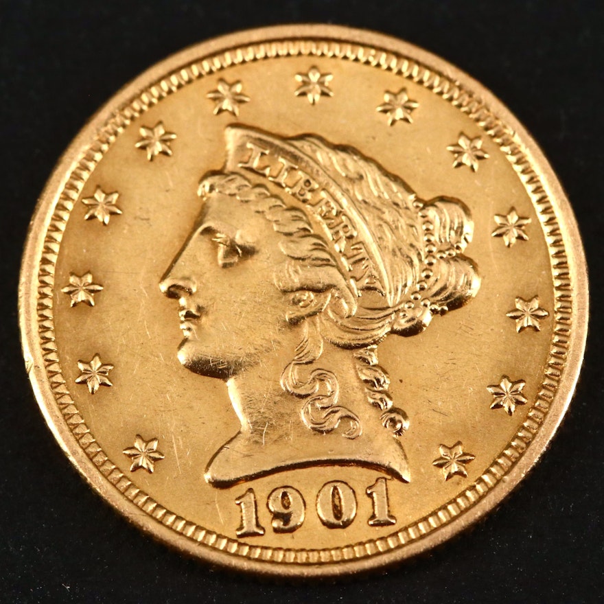 1901 Liberty Head $2.50 Gold Quarter Eagle Coin