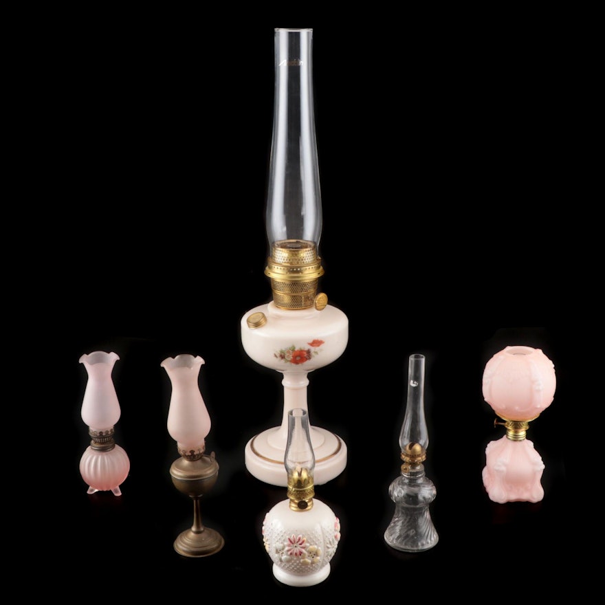 Glass Oil and Kerosene Lamps Including Aladdin Model B "Simplicity"