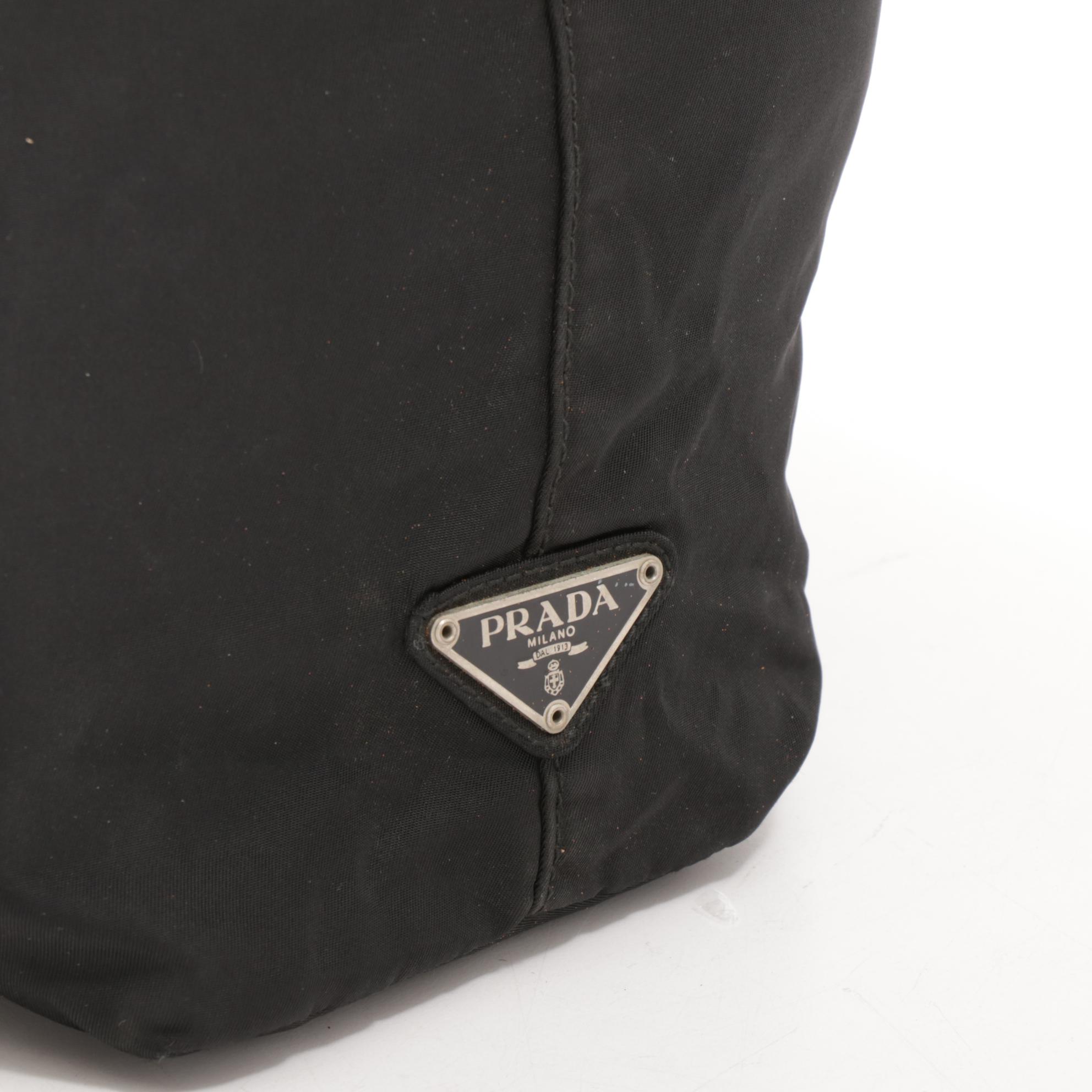 Prada Black Tessuto Nylon Tote Bag with Acrylic Handles