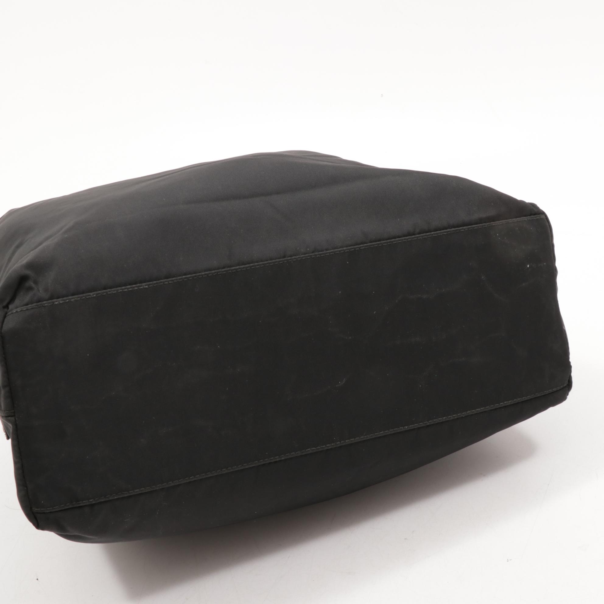 Prada Black Tessuto Nylon Tote Bag with Acrylic Handles