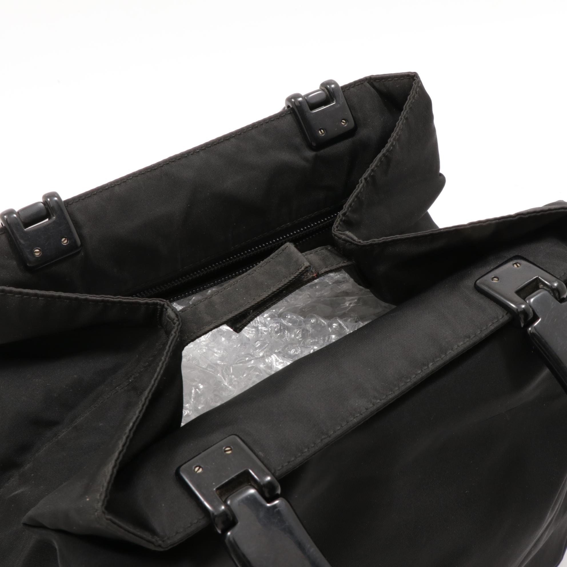 Prada Black Tessuto Nylon Tote Bag with Acrylic Handles