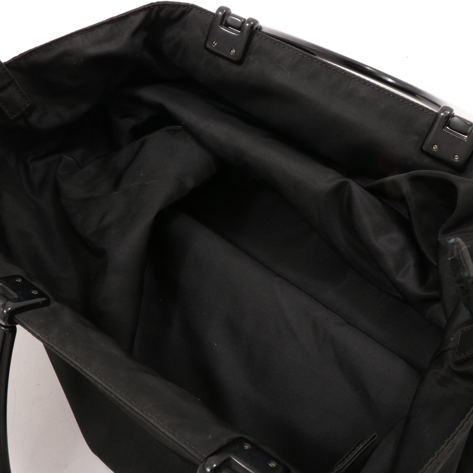 Prada Black Tessuto Nylon Tote Bag with Acrylic Handles