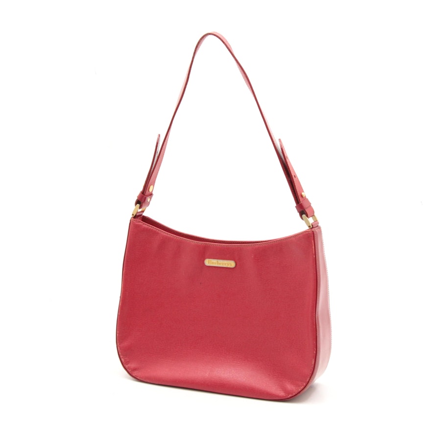 Burberrys Red Saffiano Leather Shoulder Bag, 1980s Vintage