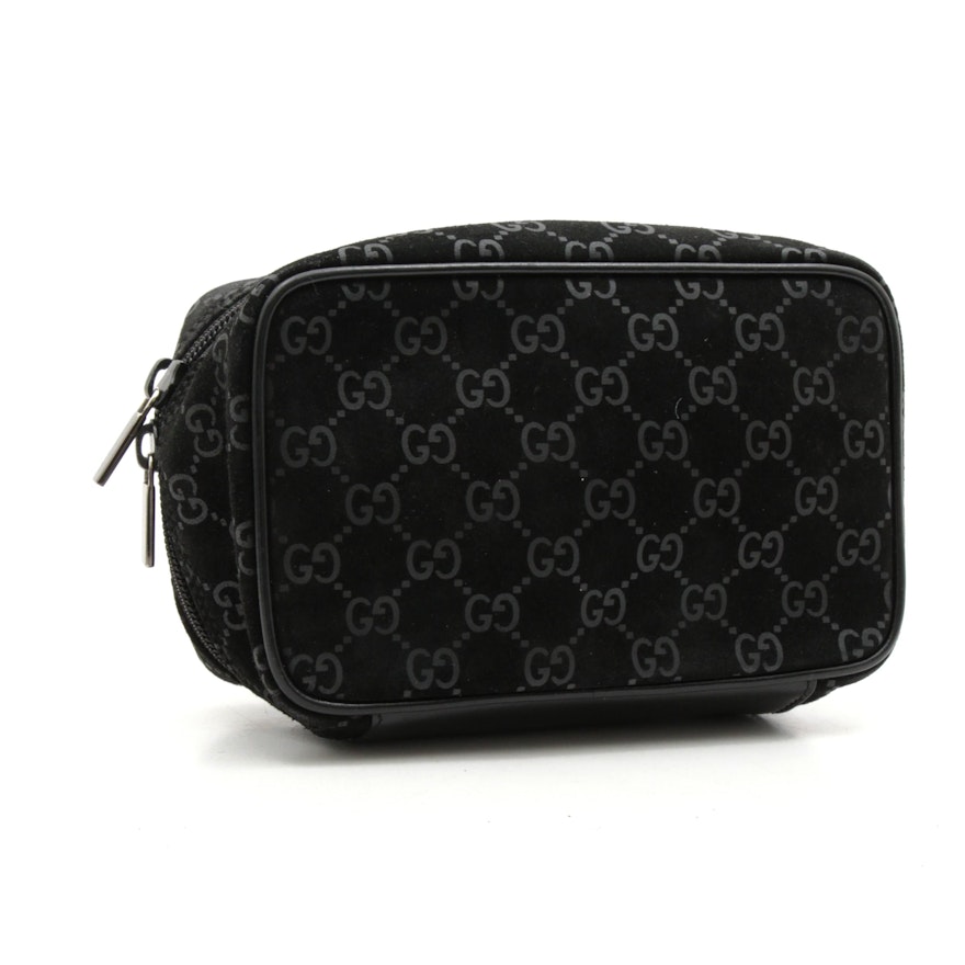 Gucci Guccissima Black Suede and Leather Travel Pouch