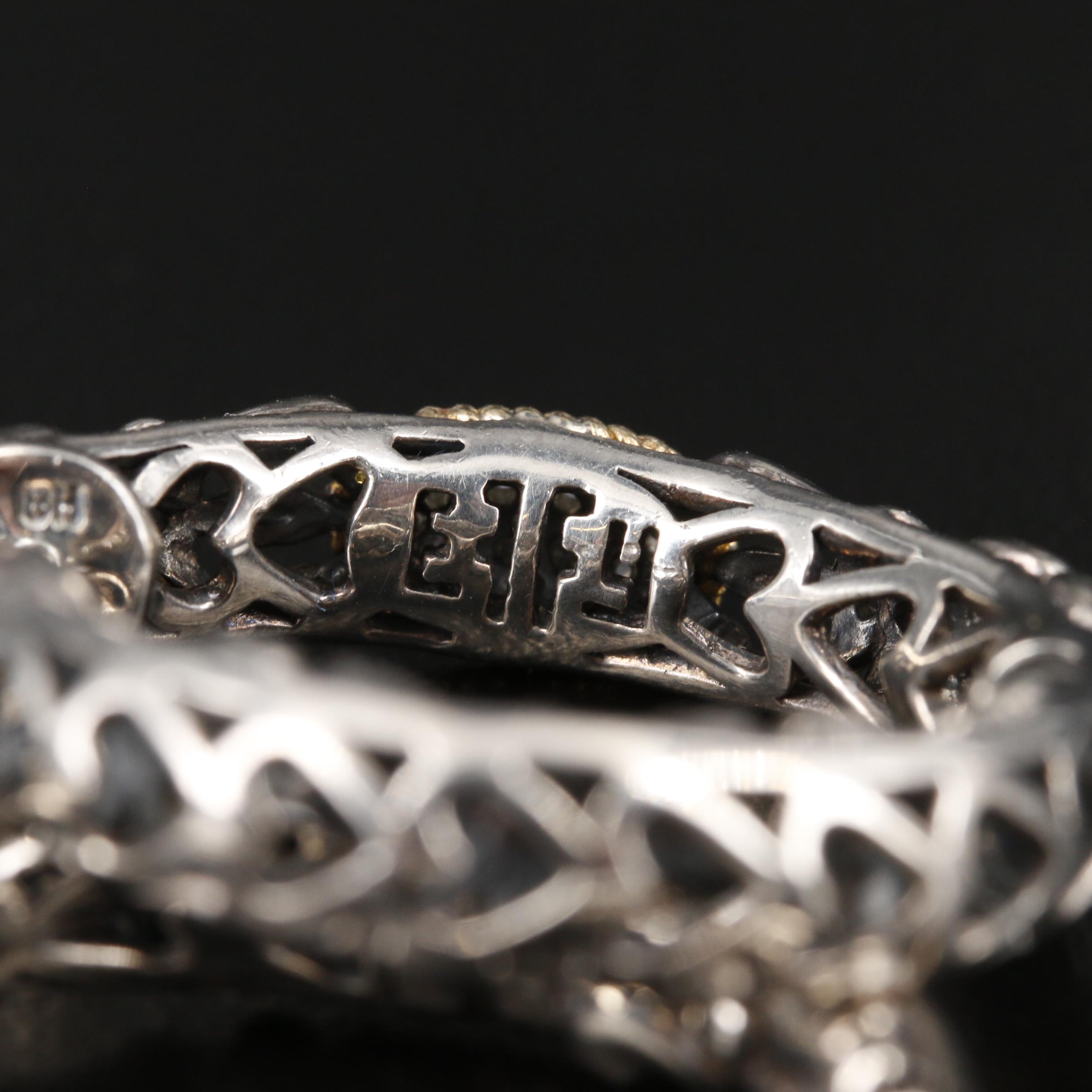 Effy Sterling Silver, Pavé Diamond Hoop Earrings with 18K Gold Accents