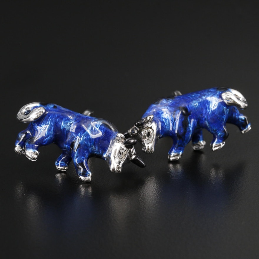 Blue Bull Enamel Cufflinks