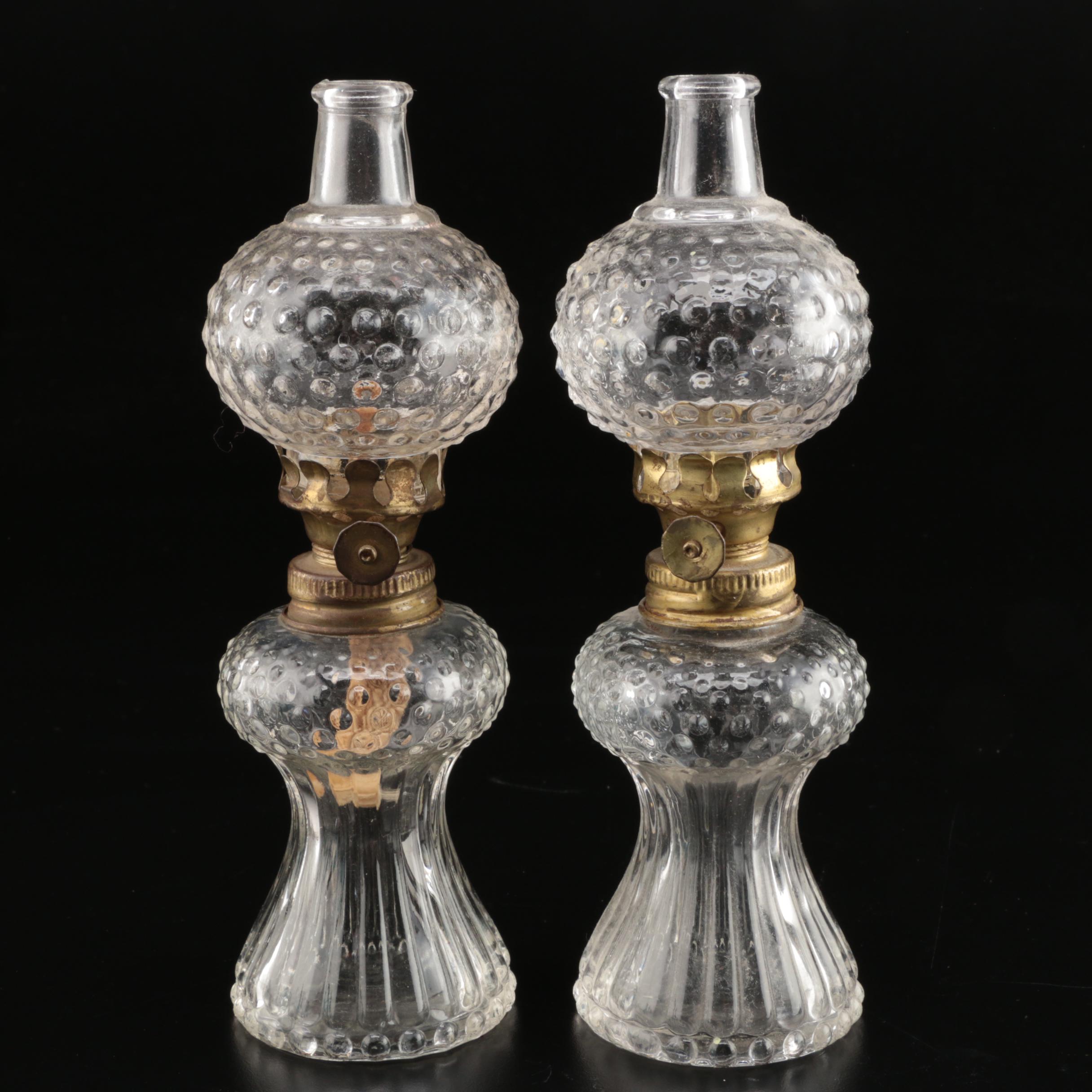 Blue, Molded and Milk Glass Oil Lamps