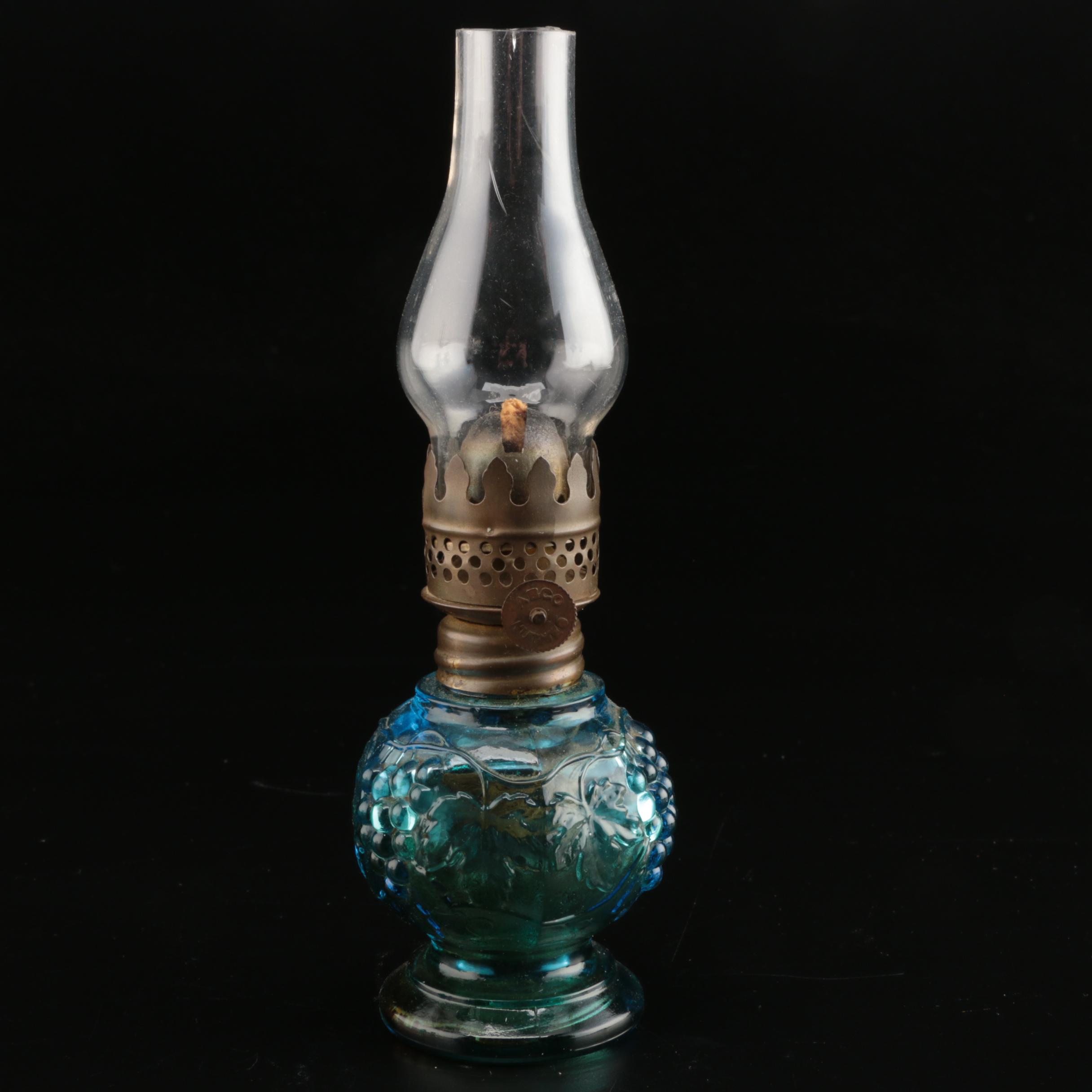 Blue, Molded and Milk Glass Oil Lamps