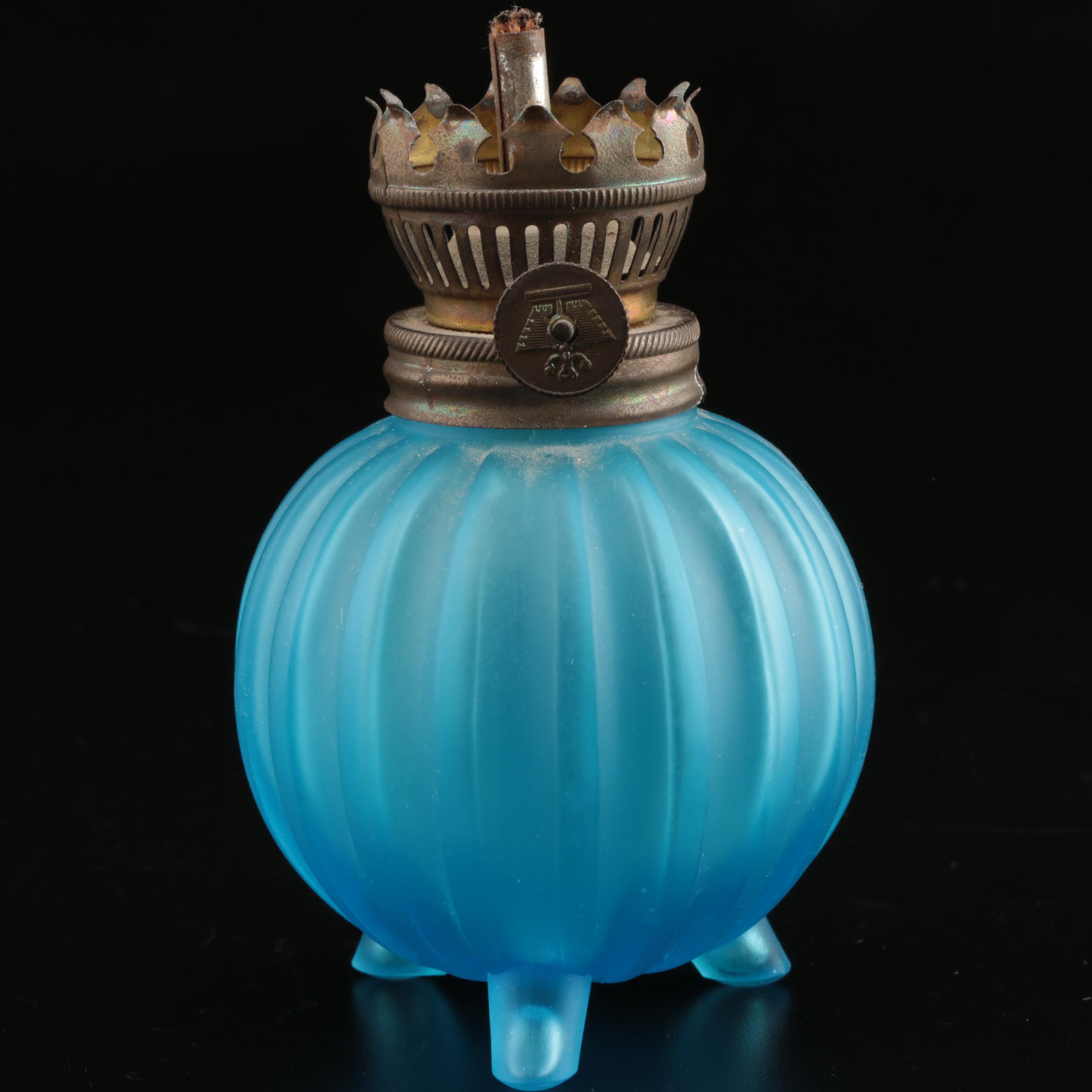 Blue, Molded and Milk Glass Oil Lamps