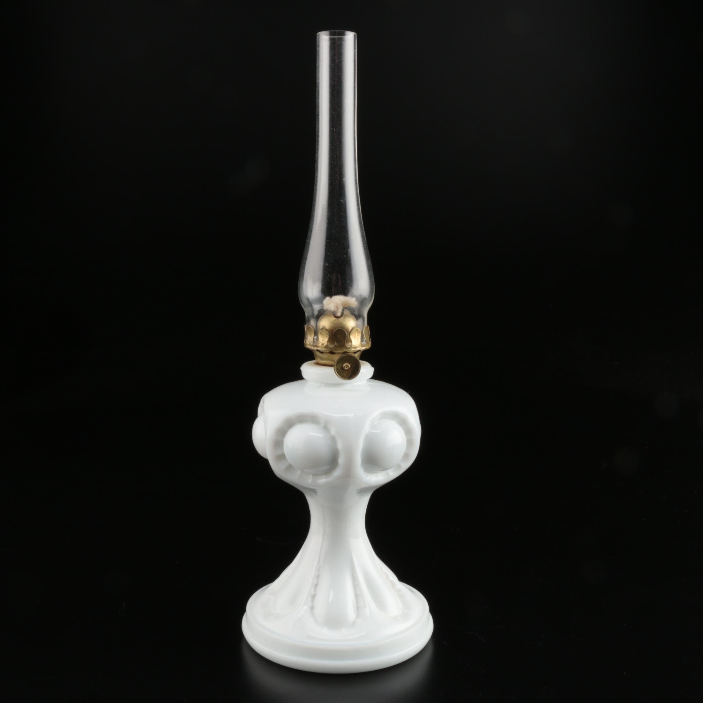 Blue, Molded and Milk Glass Oil Lamps