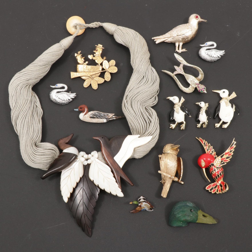 Les Bernard, Gerry's and More Bird-Themed Jewelry Including Mother of Pearl