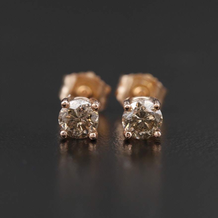14K Rose Gold 0.50 CTW Diamond Stud Earrings