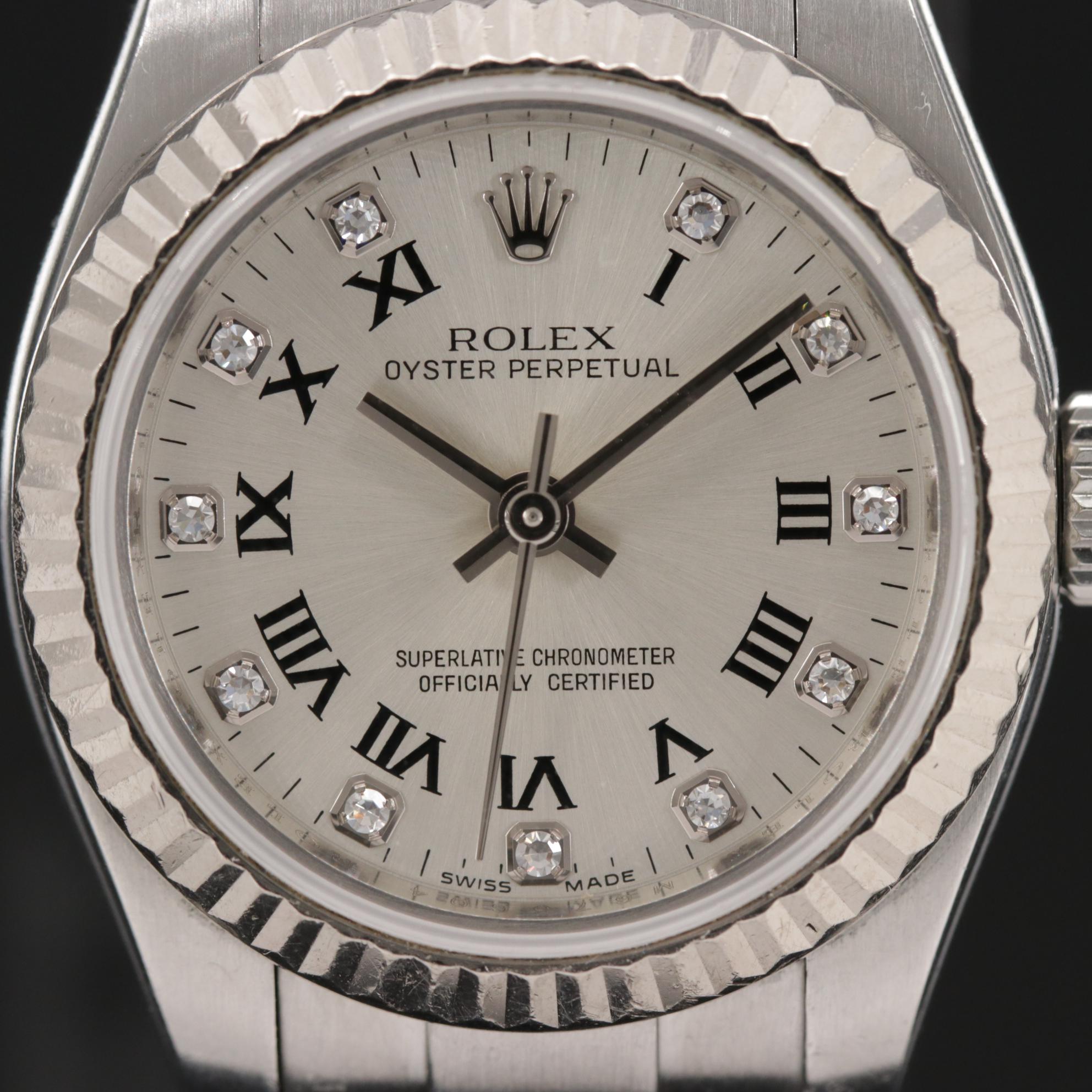 Rolex Oyster Perpetual Stainless Steel and 18K Gold With Diamonds Watch