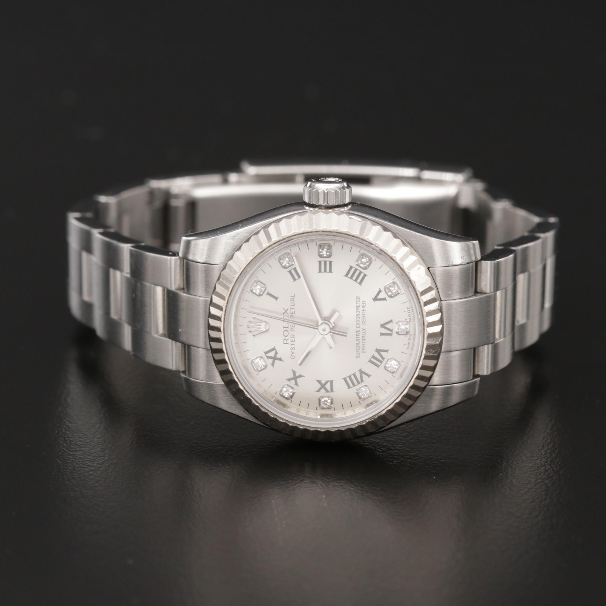 Rolex Oyster Perpetual Stainless Steel and 18K Gold With Diamonds Watch